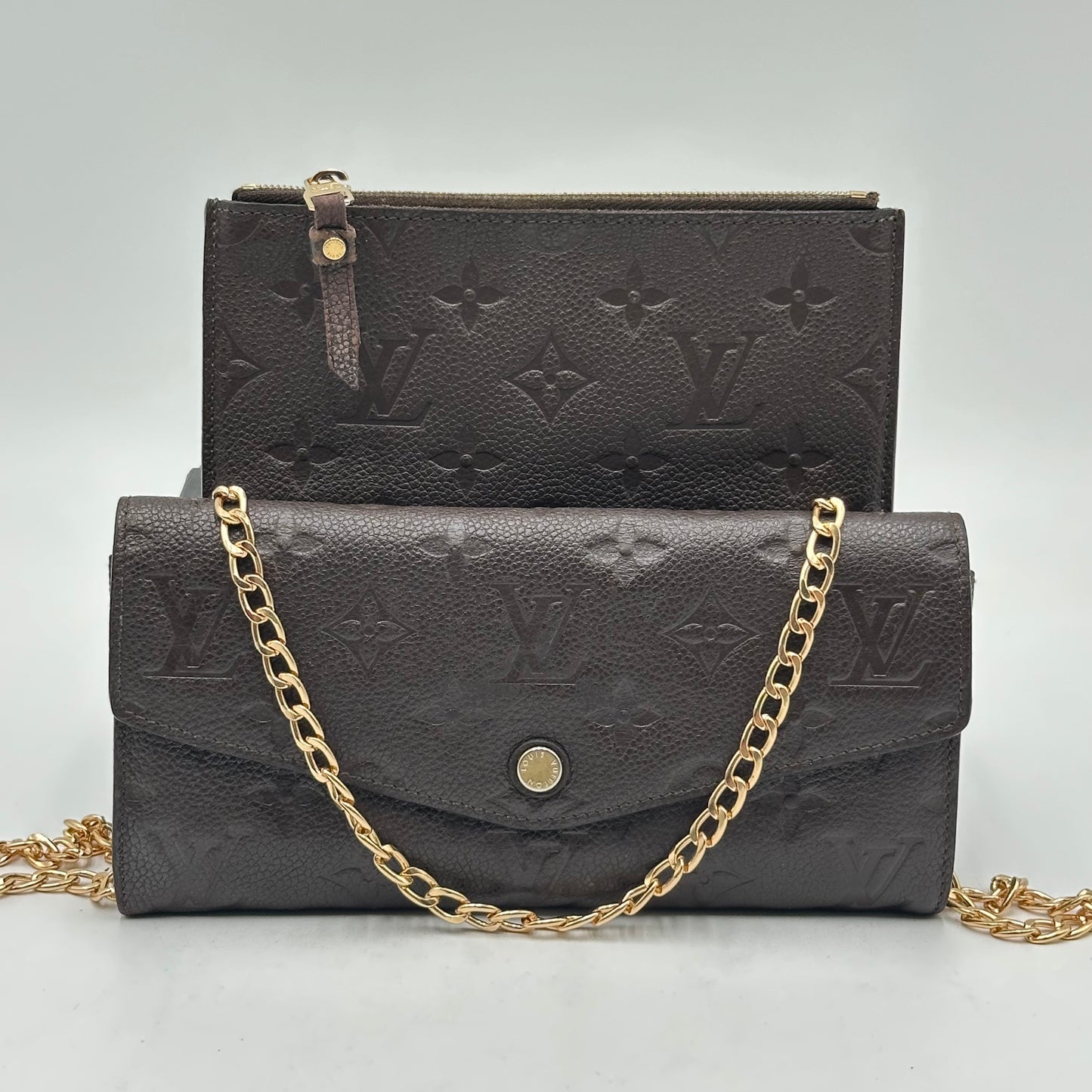 Authentic 2012 Louis Vuitton Monogram Empreinte Sarah Wallet Crossbody