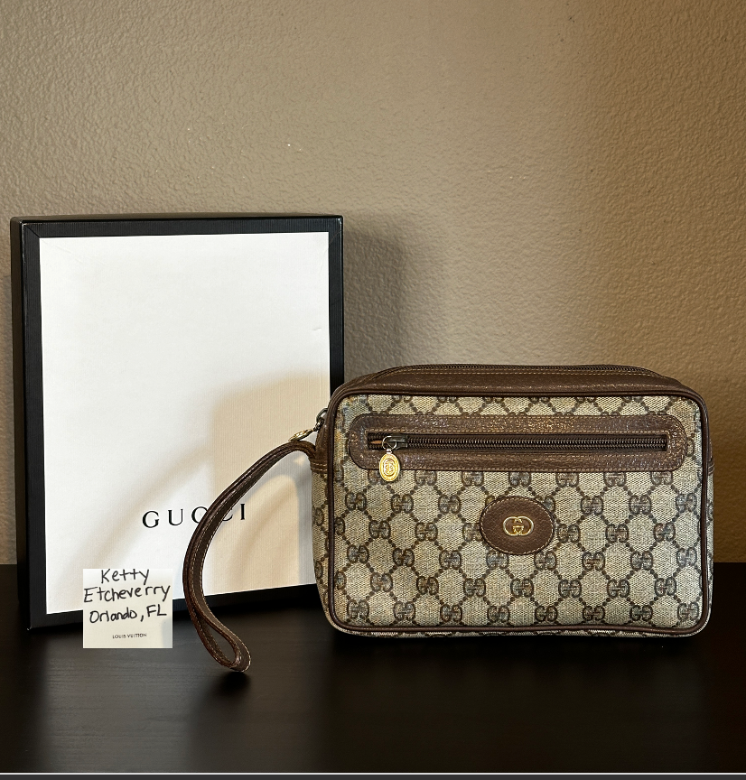 Authentic Gucci GG Wristlet Pouch into Crossbody