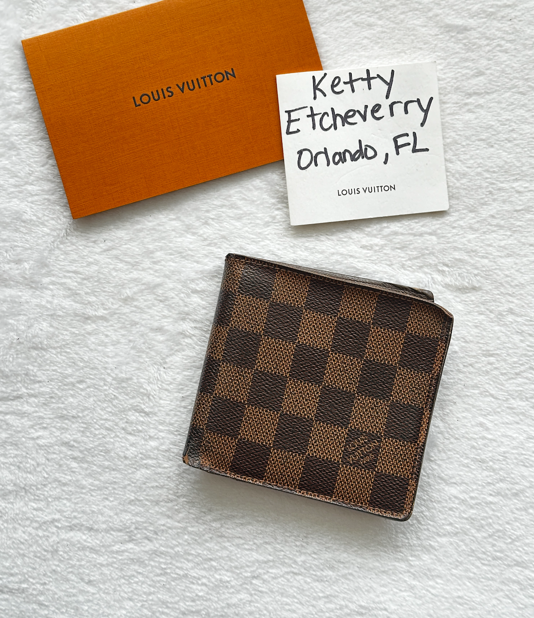 Authentic Louis Vuitton Damier Ebene Mens Multiple Bifold Wallet