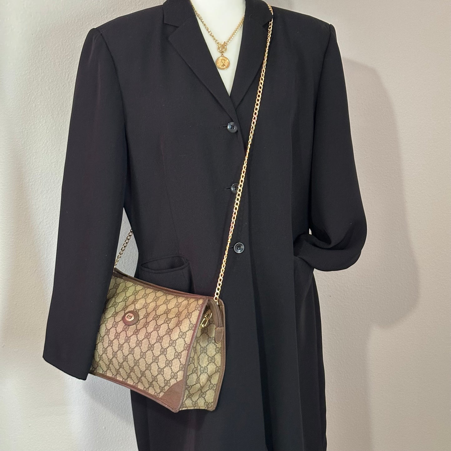 Authentic GUCCI GG Canvas Zipper Pouch Crossbody