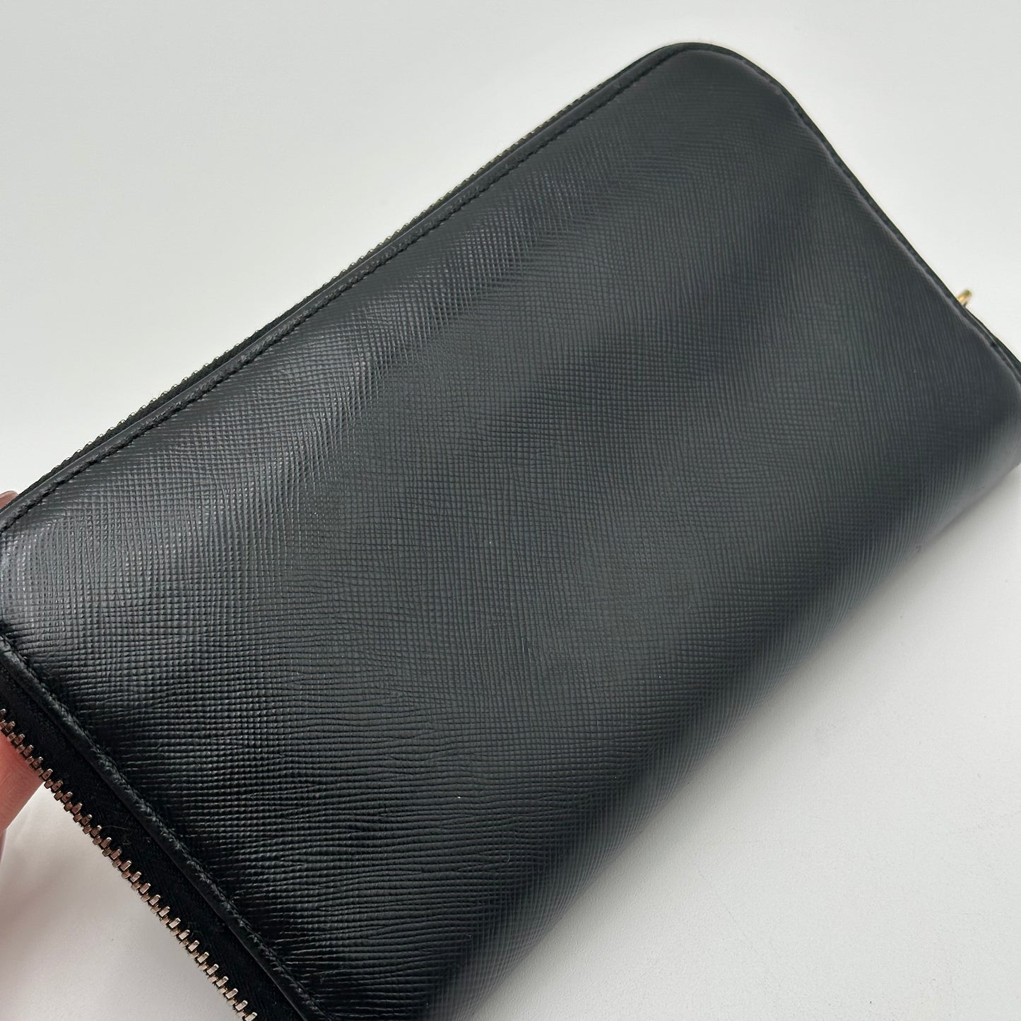 Authentic PRADA Saffiano Triangle Full Zip Wallet