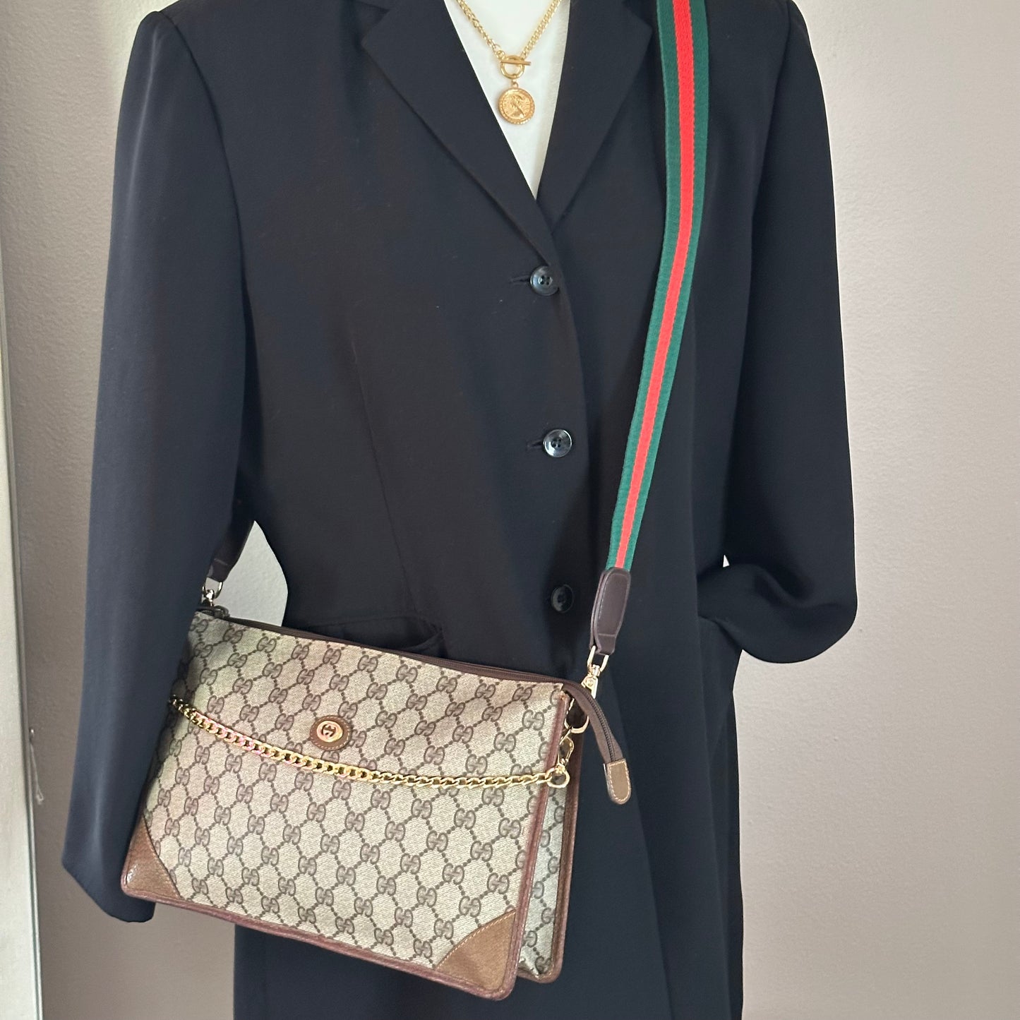Authentic GUCCI GG Canvas Zipper Pouch Crossbody