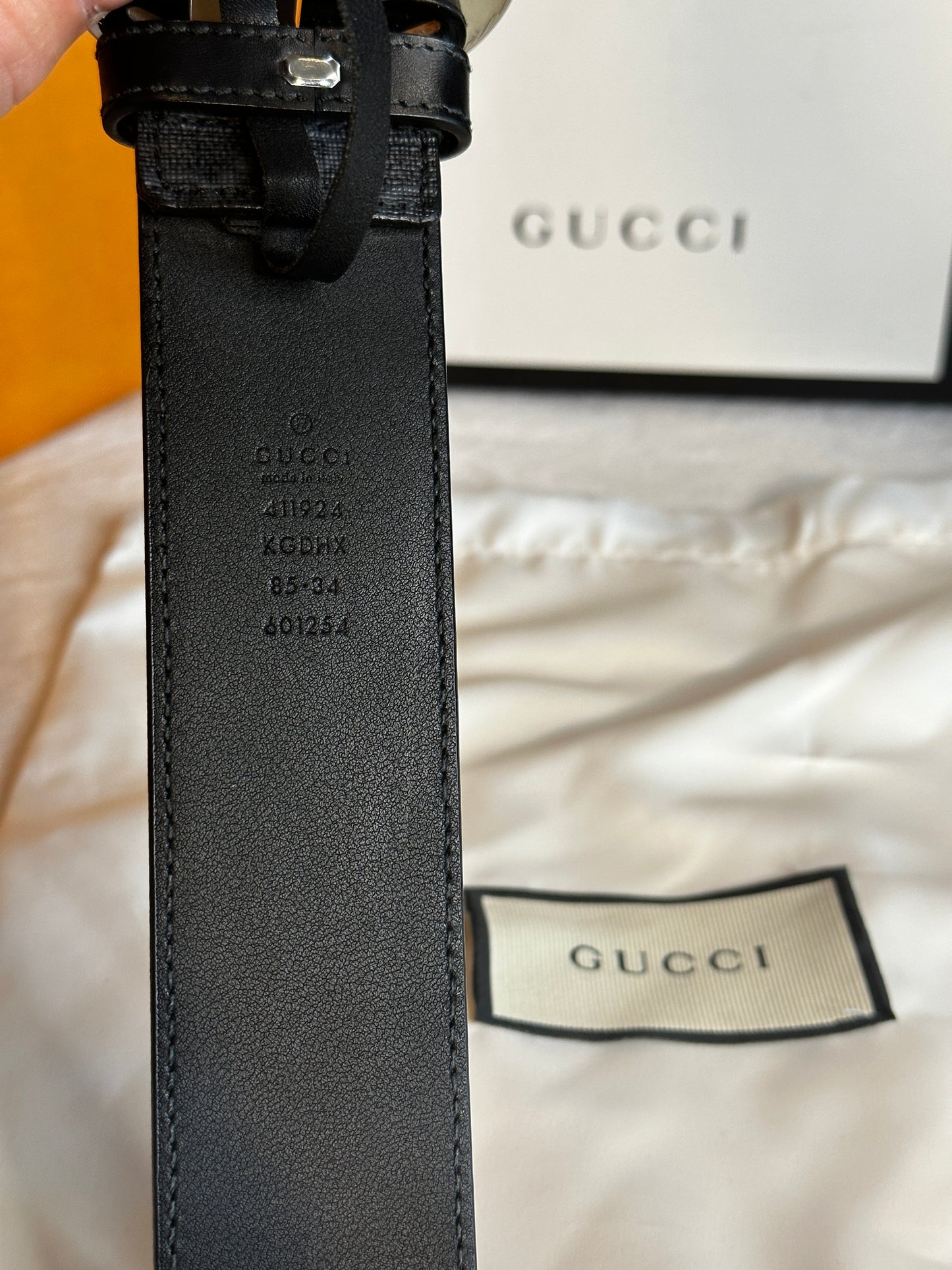 Authentic Gucci GG Black Supreme Belt 85cm