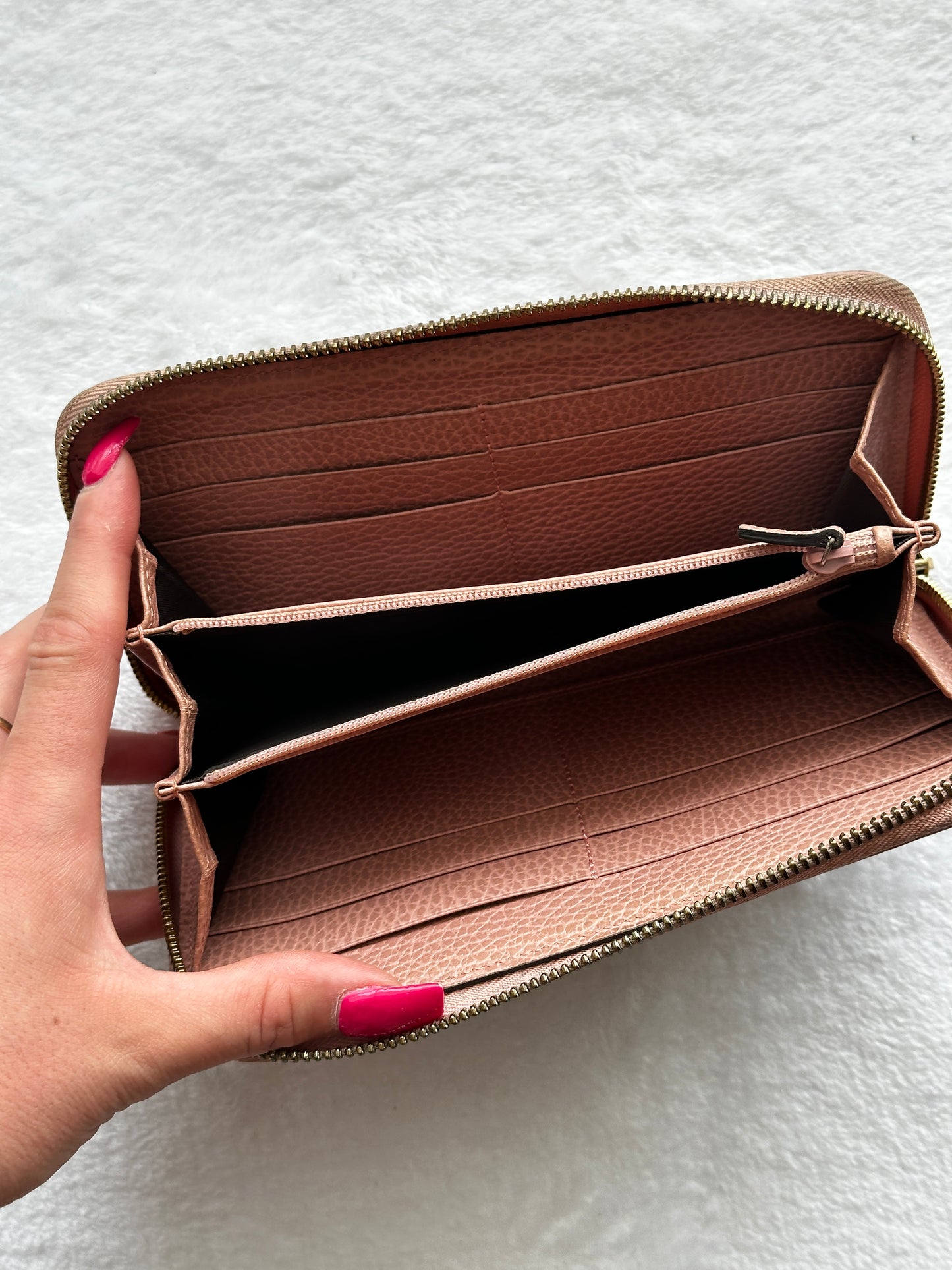 Authentic Gucci GG Pink Canvas Full Zip Wallet
