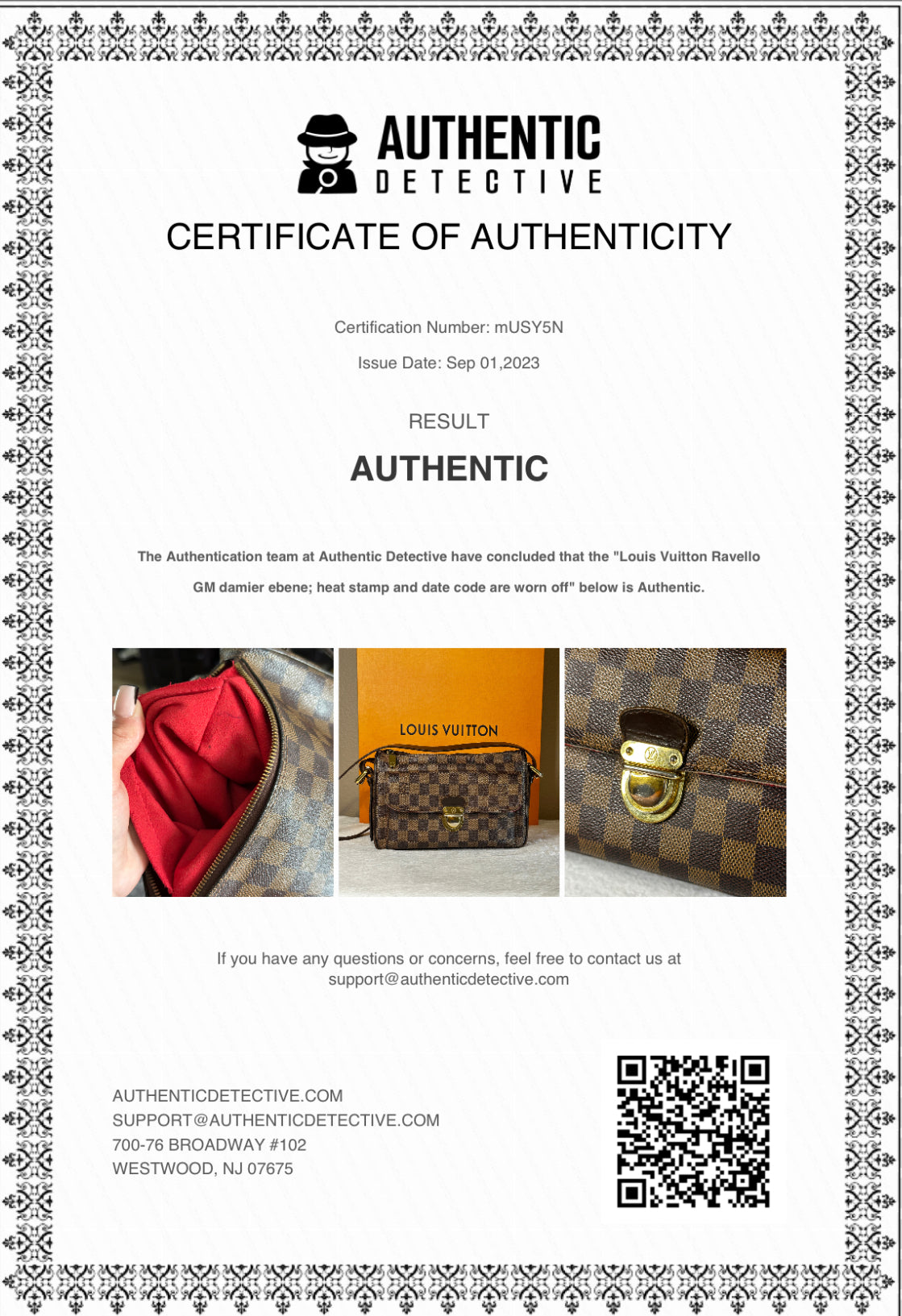 Authentic Louis Vuitton Damier Ebene Ravello GM Crossbody