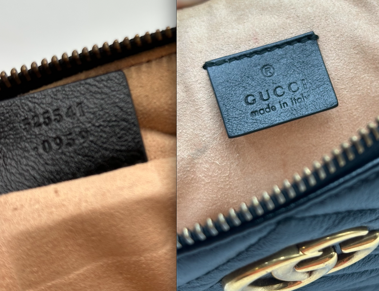 Authentic GUCCI GG Large Black Marmont Zipper Clutch Crossbody