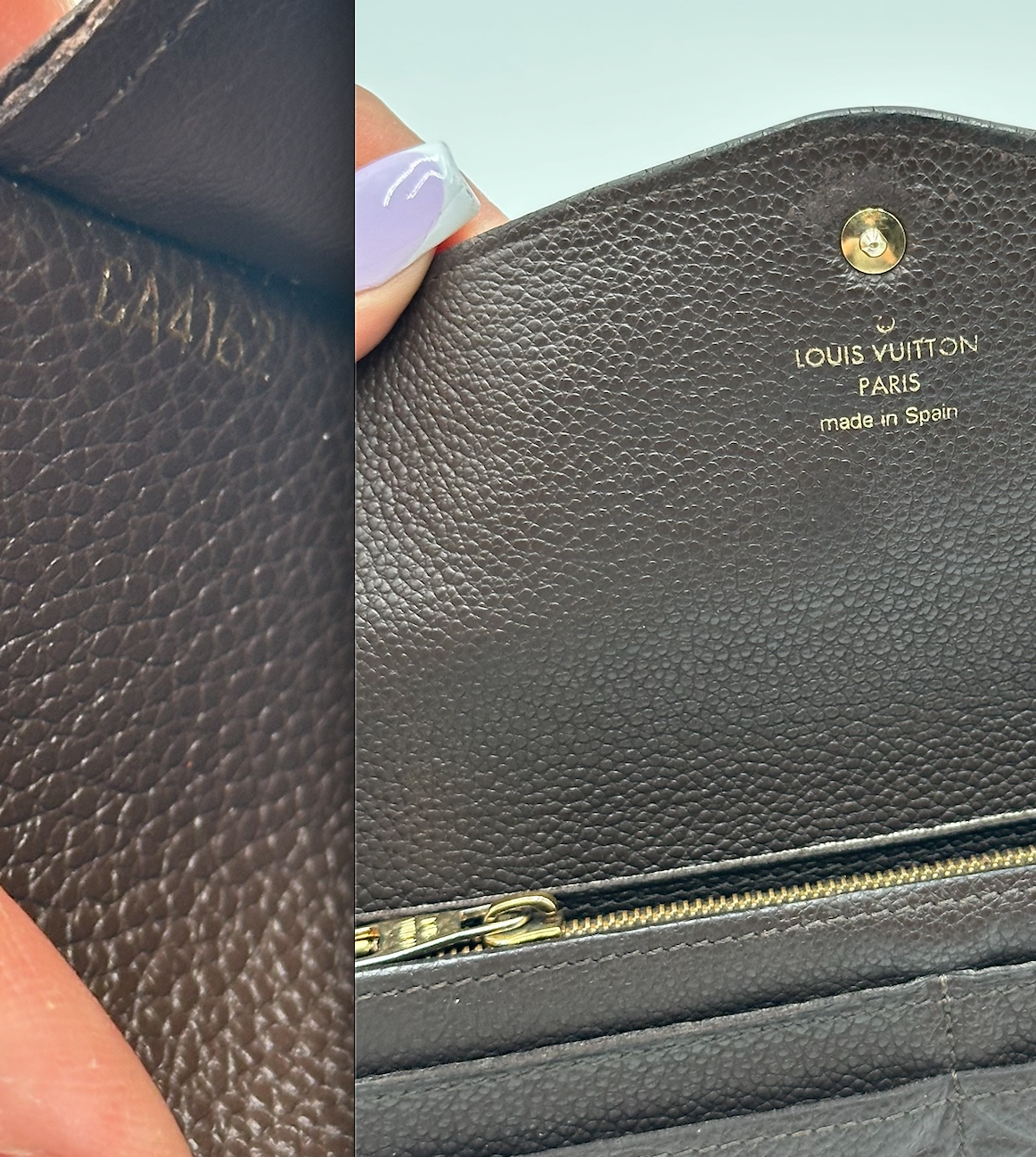 Authentic 2012 Louis Vuitton Monogram Empreinte Sarah Wallet Crossbody