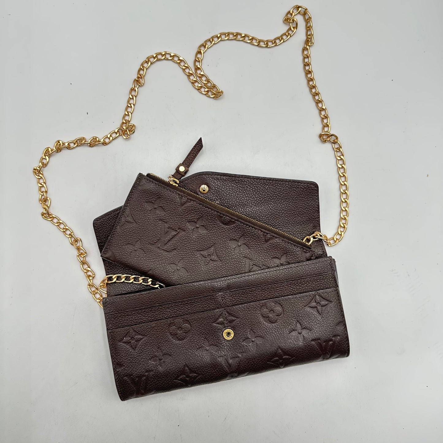 Authentic 2012 Louis Vuitton Monogram Empreinte Sarah Wallet Crossbody