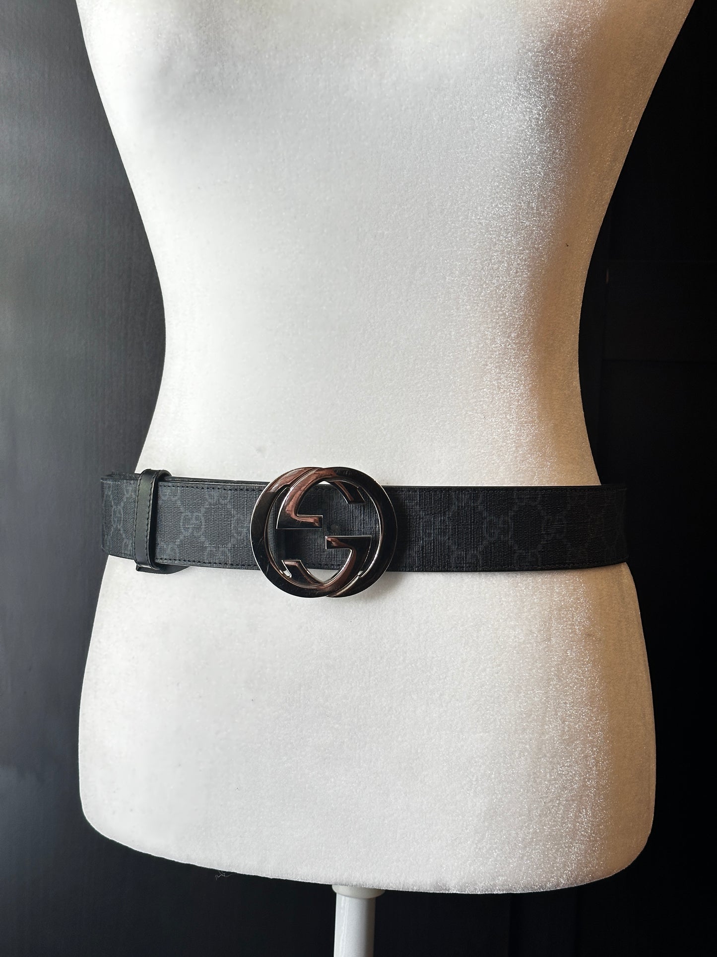 Authentic Gucci GG Black Supreme Belt 85cm