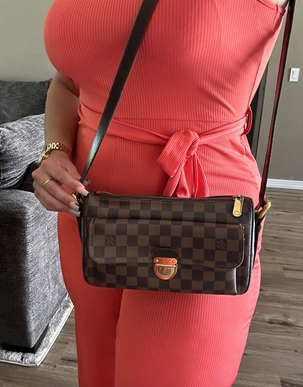 Authentic Louis Vuitton Damier Ebene Ravello GM Crossbody