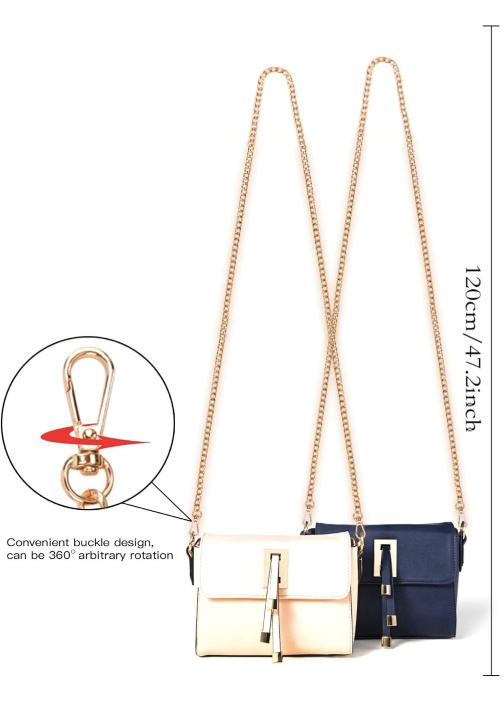 Gold Metal Shoulder Cross Body Bag Chain Replacement 47in
