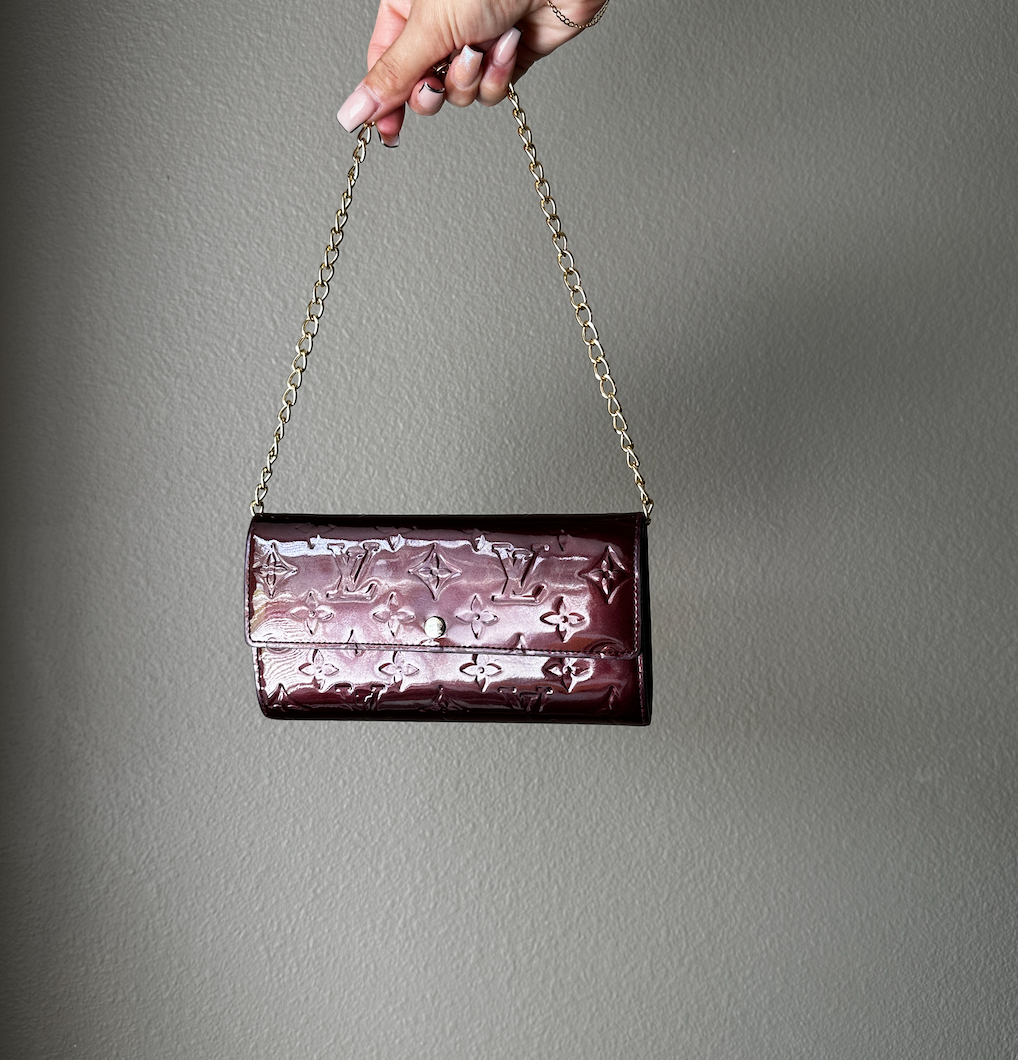 Authentic Louis Vuitton Monogram Burgundy Vernis Wallet Crossbody