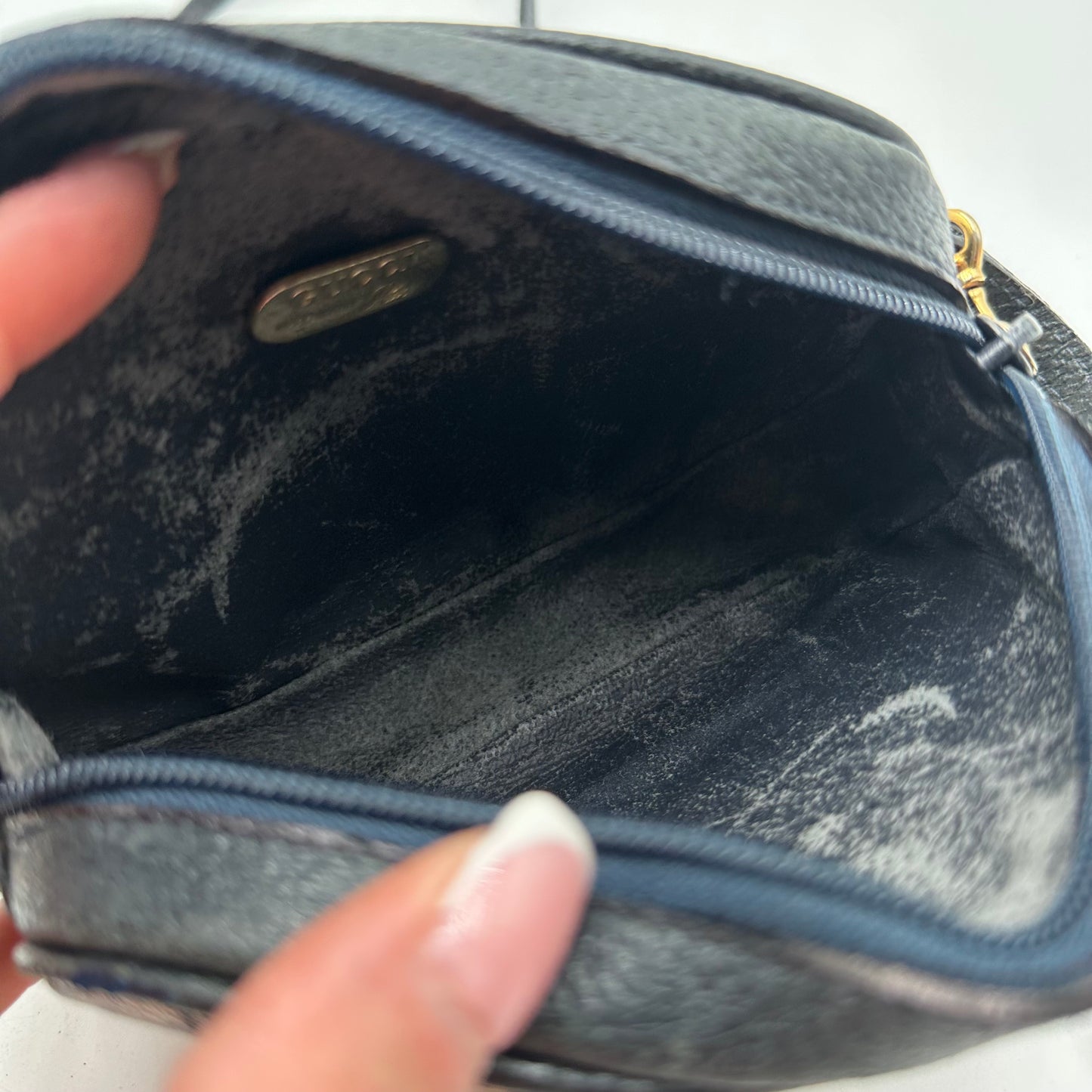 Authentic GUCCI GG Canvas Navy Blue Small Crossbody