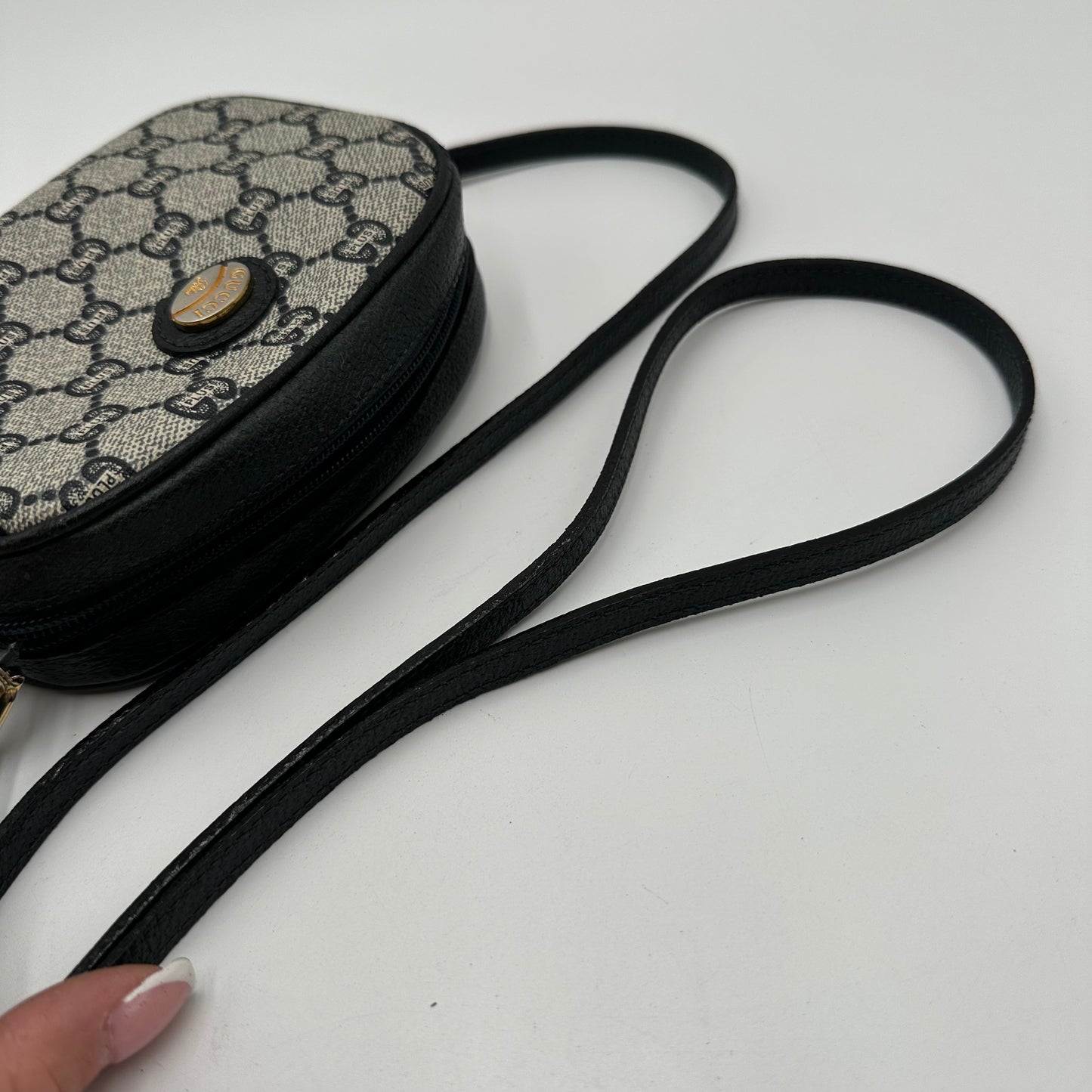 Authentic GUCCI GG Canvas Navy Blue Small Crossbody