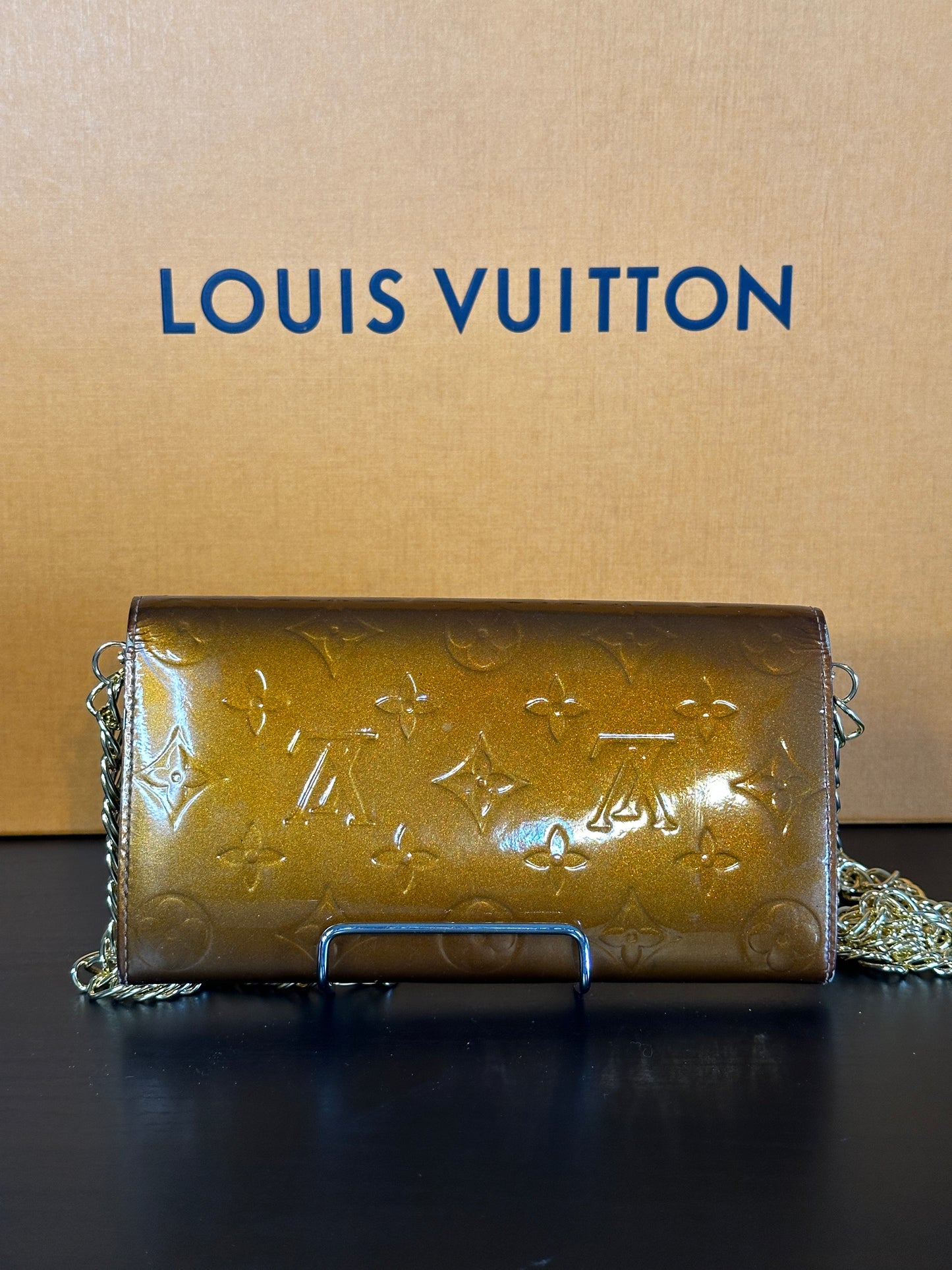 Authentic Louis Vuitton Bronze Vernis Pochette Wallet
