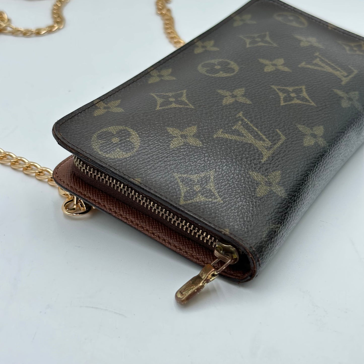 Authentic Louis Vuitton 2004 Monogram Porte Monnaie Zipper Wallet Crossbody