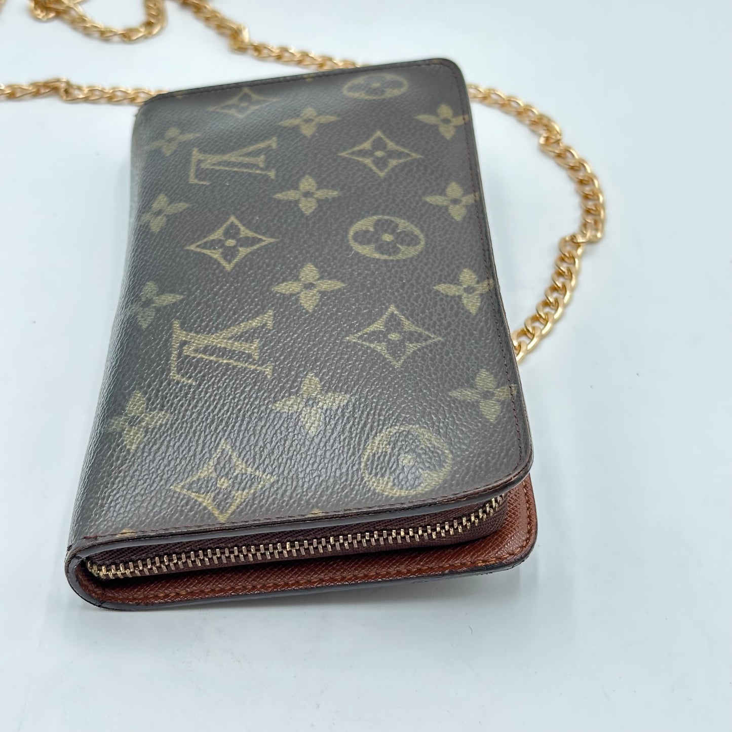 Authentic Louis Vuitton 2004 Monogram Porte Monnaie Zipper Wallet Crossbody