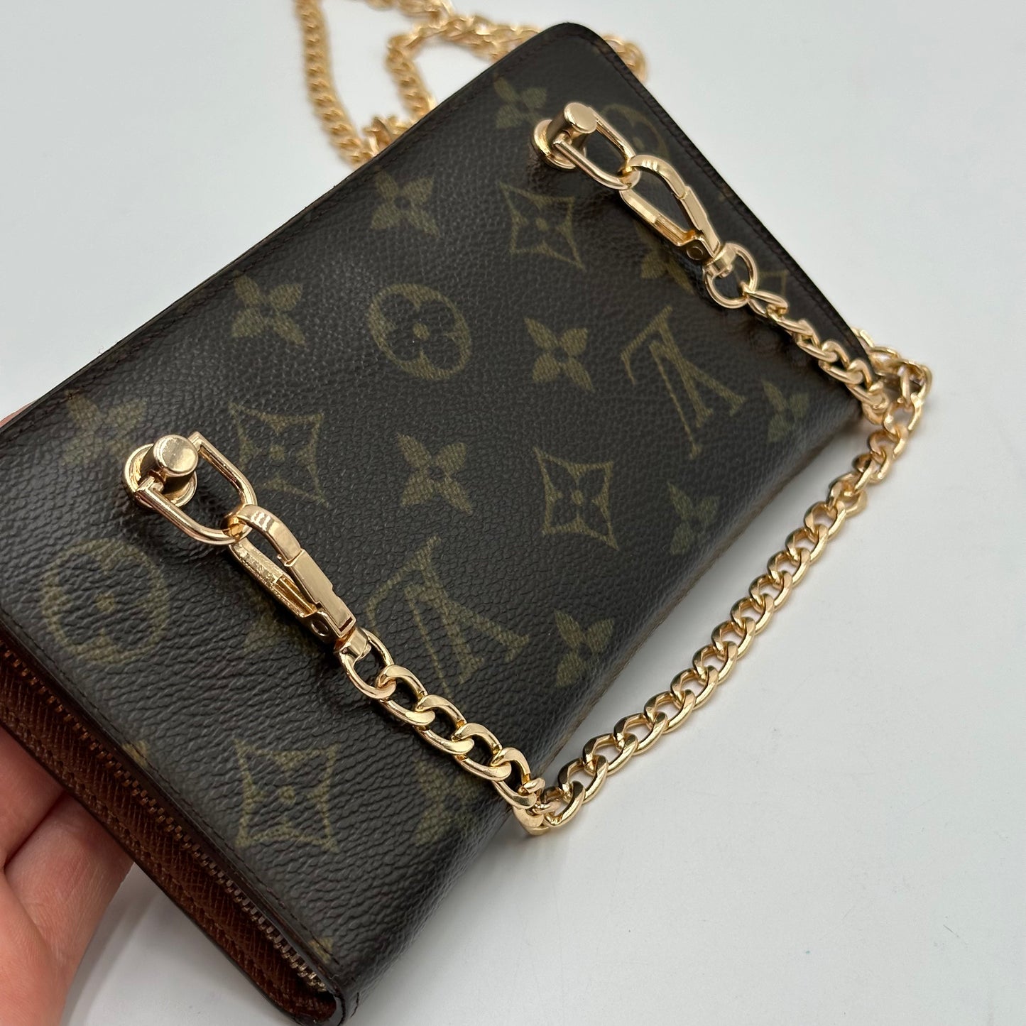 Authentic Louis Vuitton 2004 Monogram Porte Monnaie Zipper Wallet Crossbody