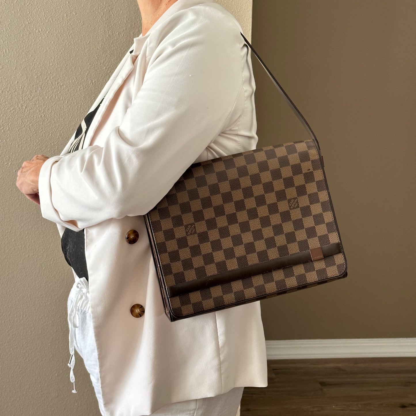 2007 Authentic Louis Vuitton Damier Ebene Tribeca Shoulder Handbag
