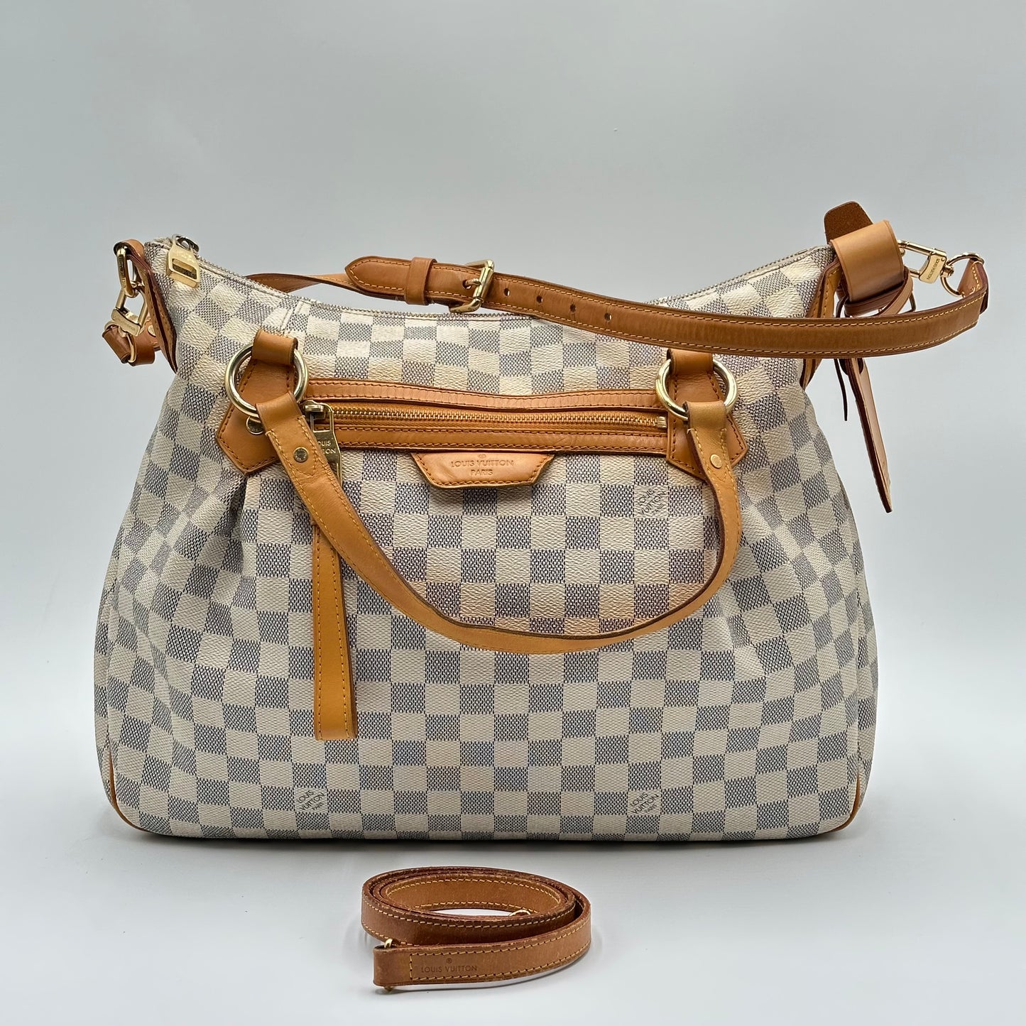 2011 Authentic Damier Azur Evora MM Handbag Crossbody