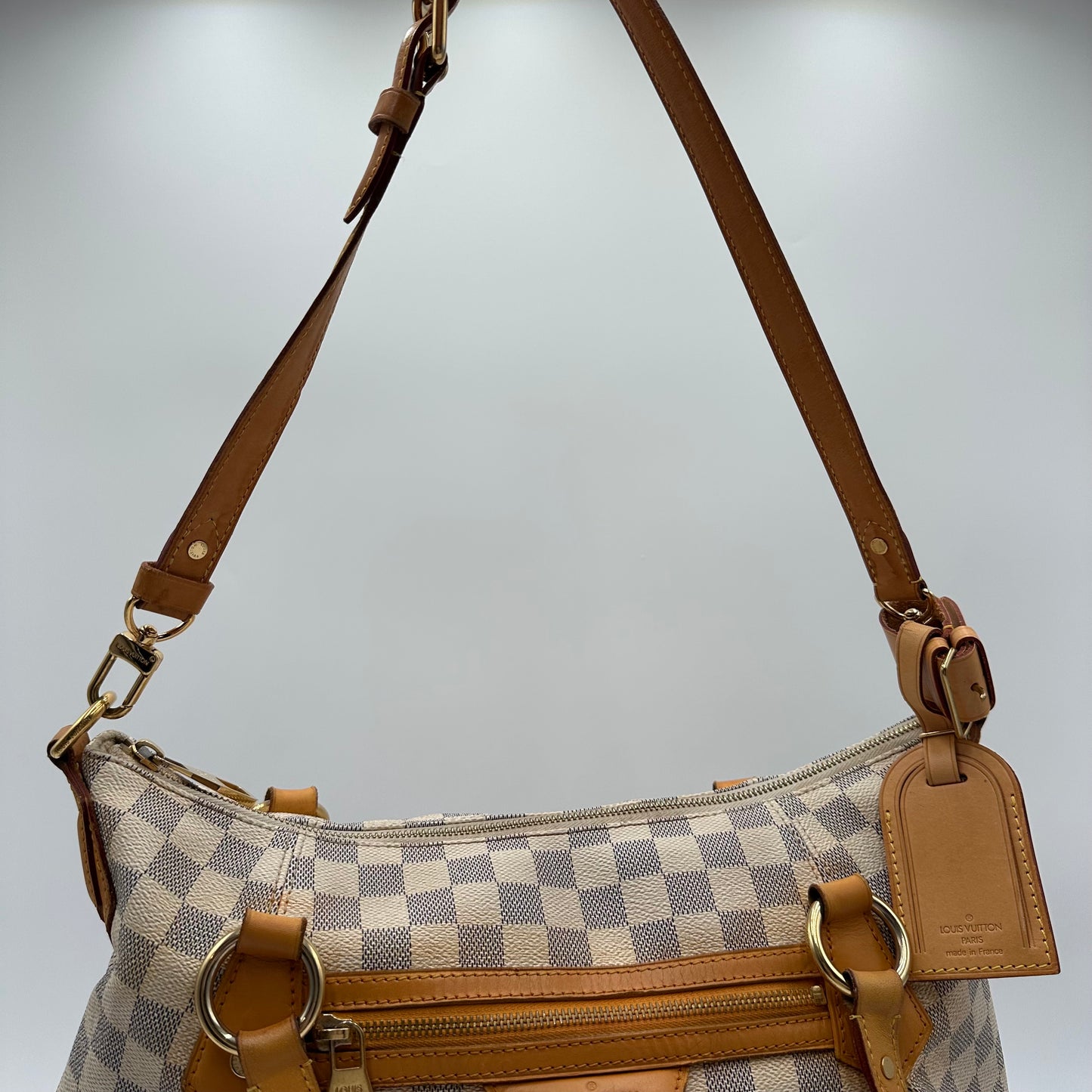 2011 Authentic Damier Azur Evora MM Handbag Crossbody