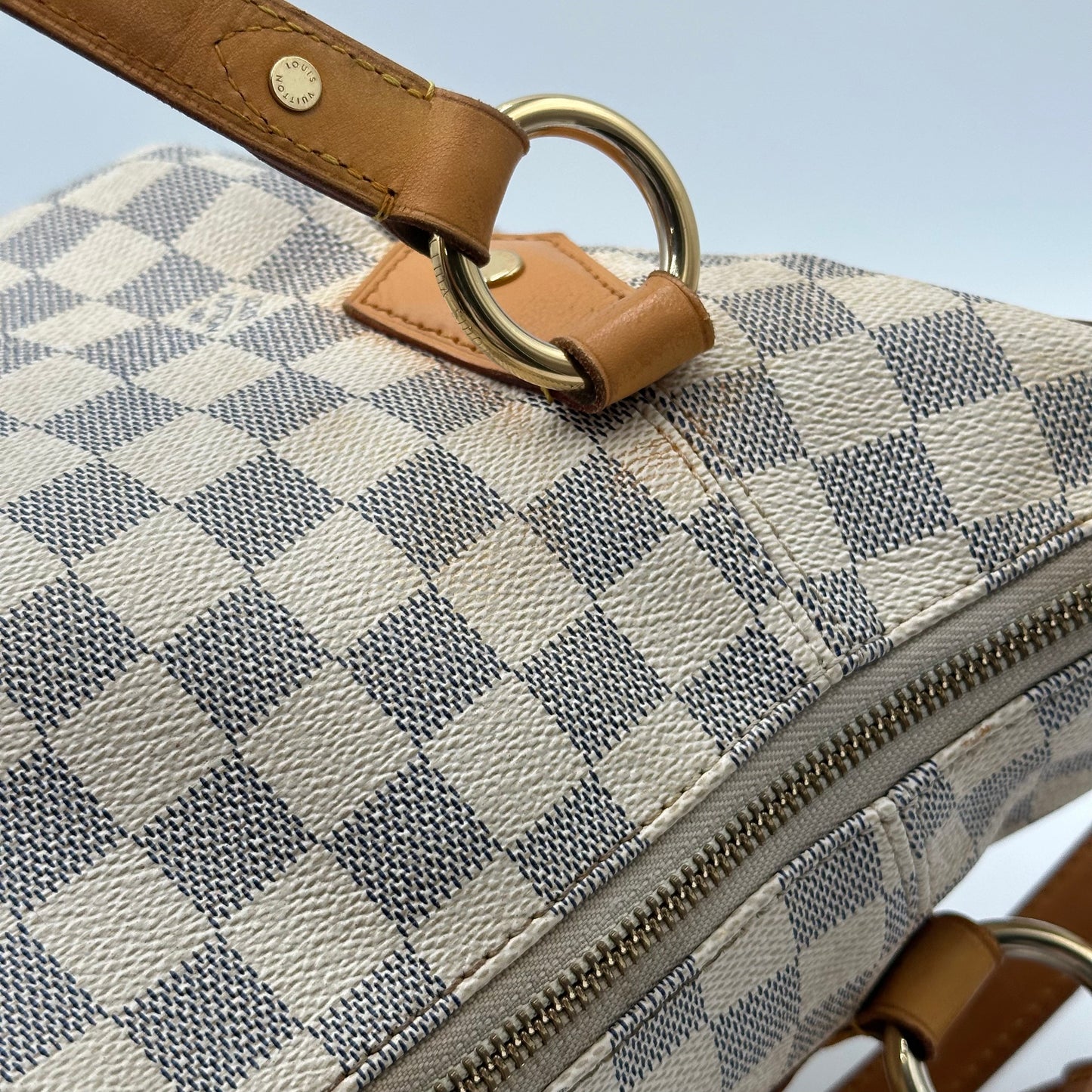 2011 Authentic Damier Azur Evora MM Handbag Crossbody