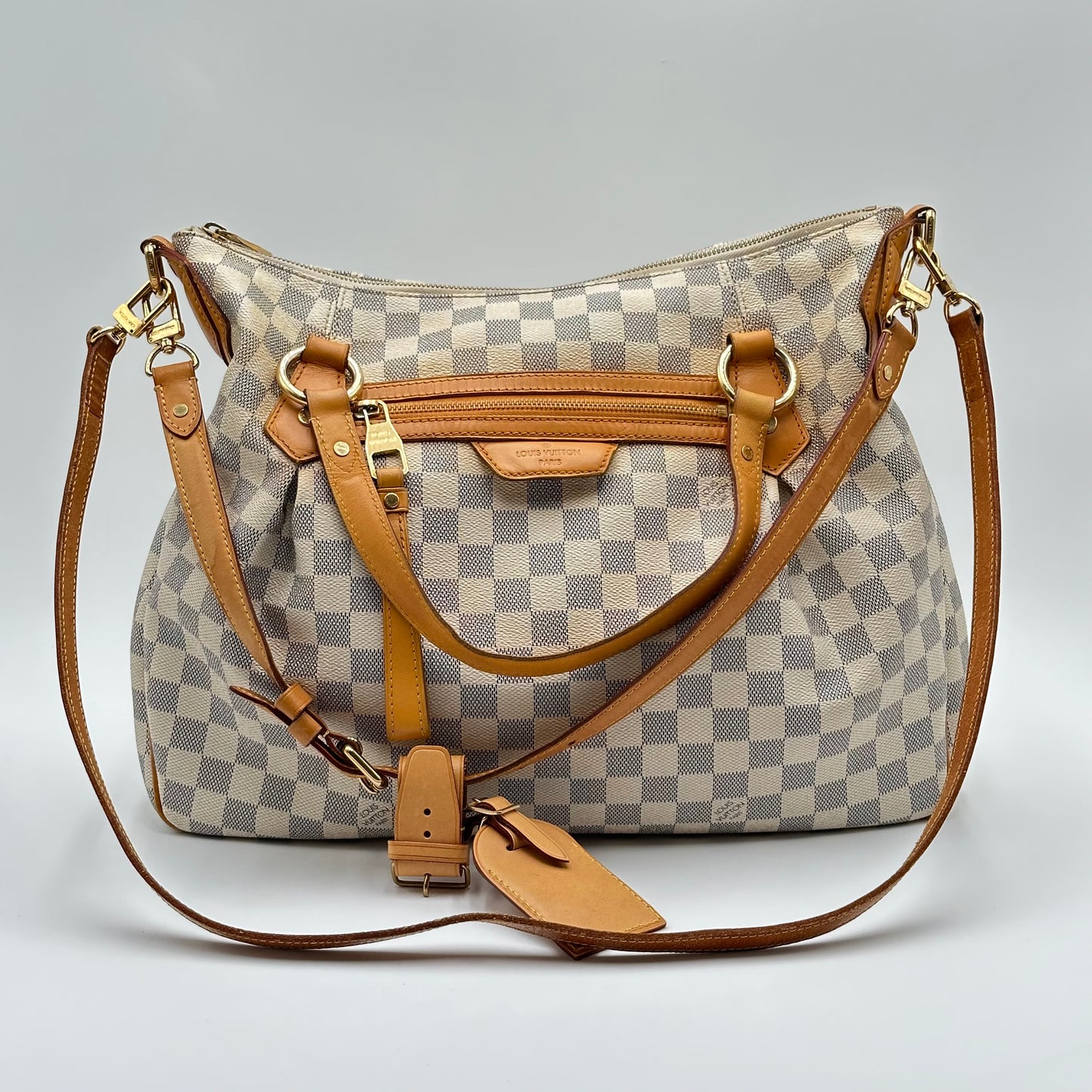 2011 Authentic Damier Azur Evora MM Handbag Crossbody