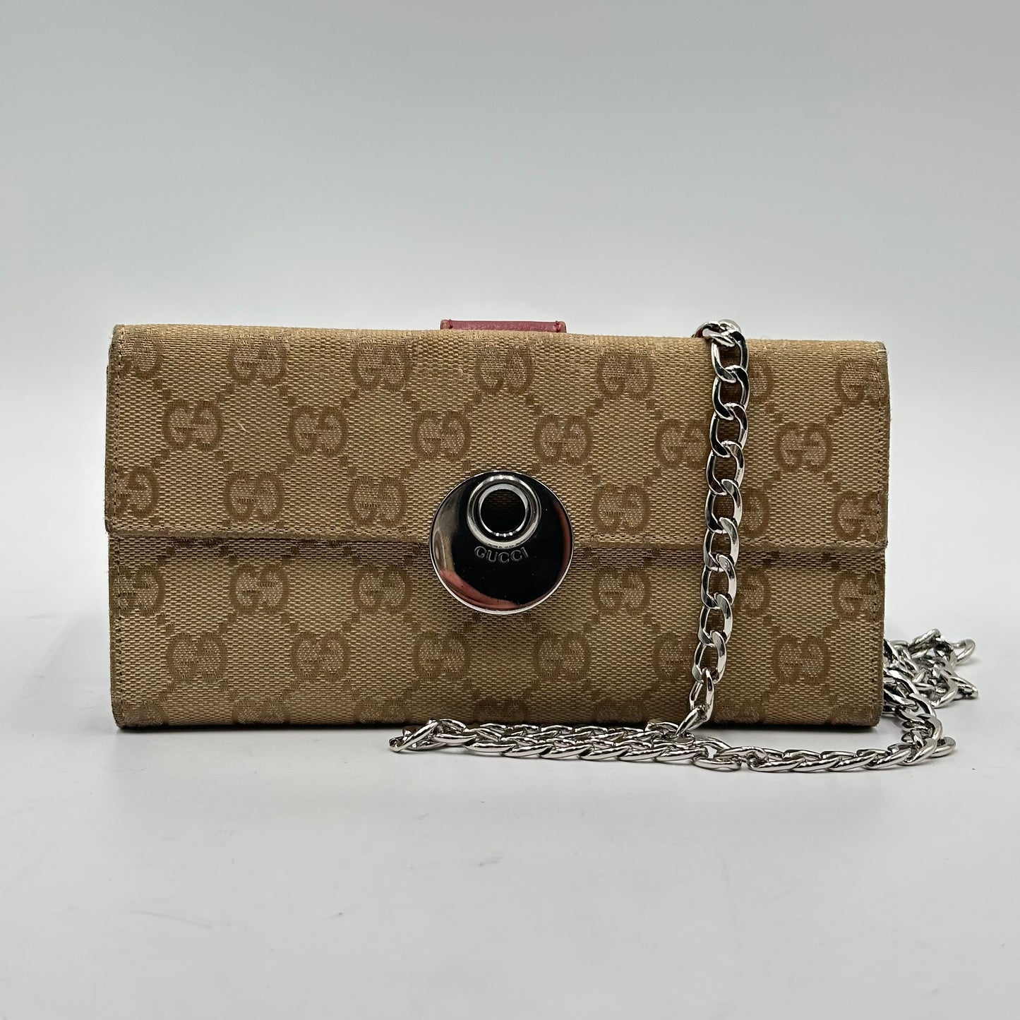 Authentic GUCCI Beige Canvas Double Sided Wallet Crossbody