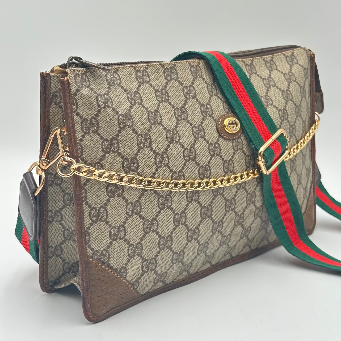 Authentic GUCCI GG Canvas Zipper Pouch Crossbody