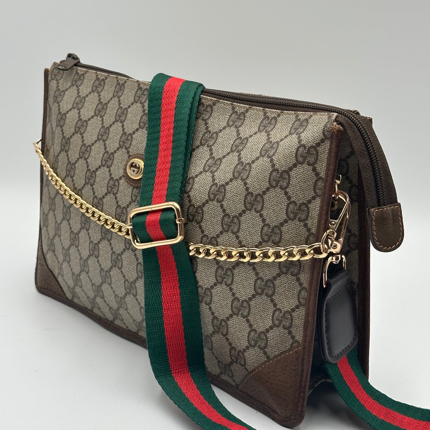 Authentic GUCCI GG Canvas Zipper Pouch Crossbody