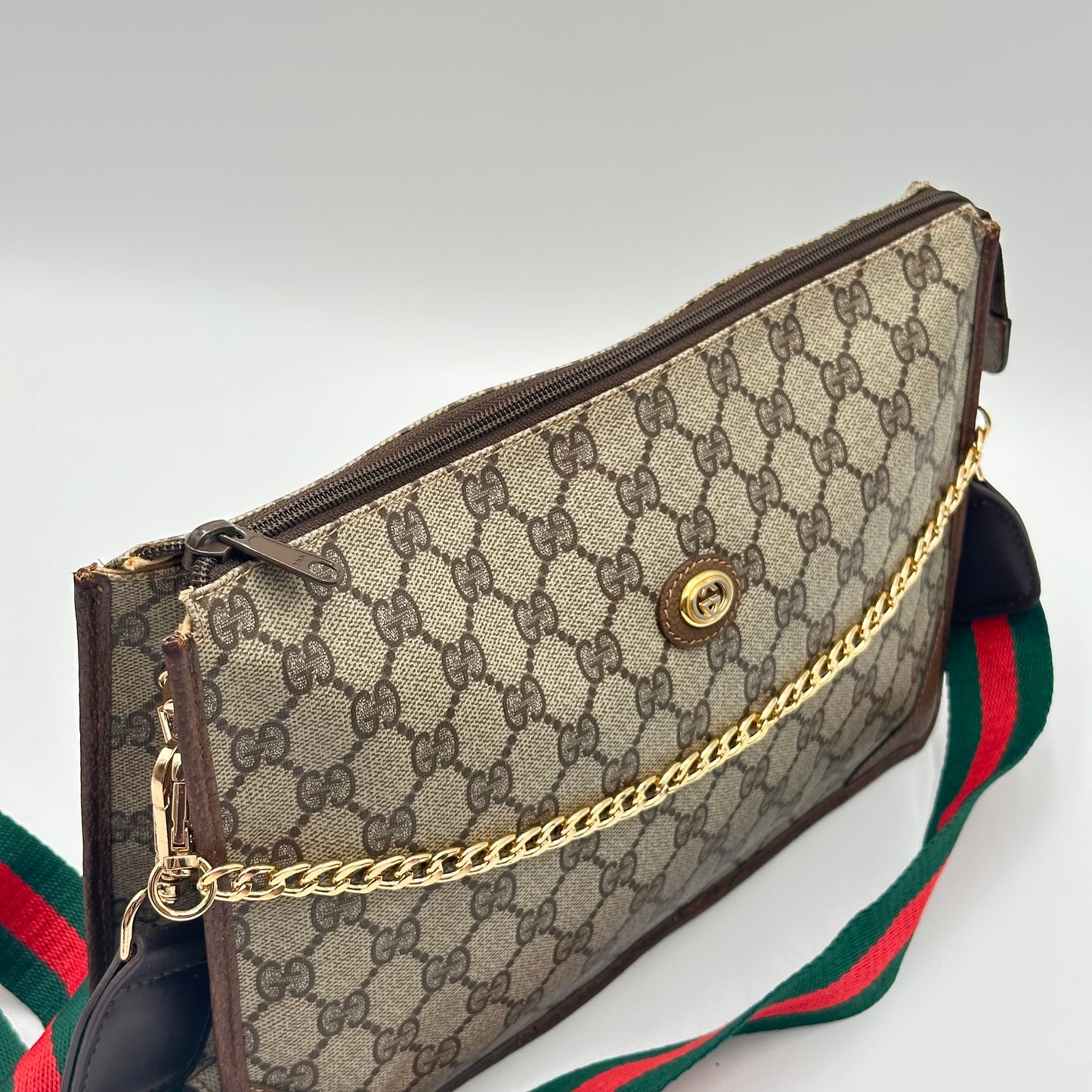Authentic GUCCI GG Canvas Zipper Pouch Crossbody