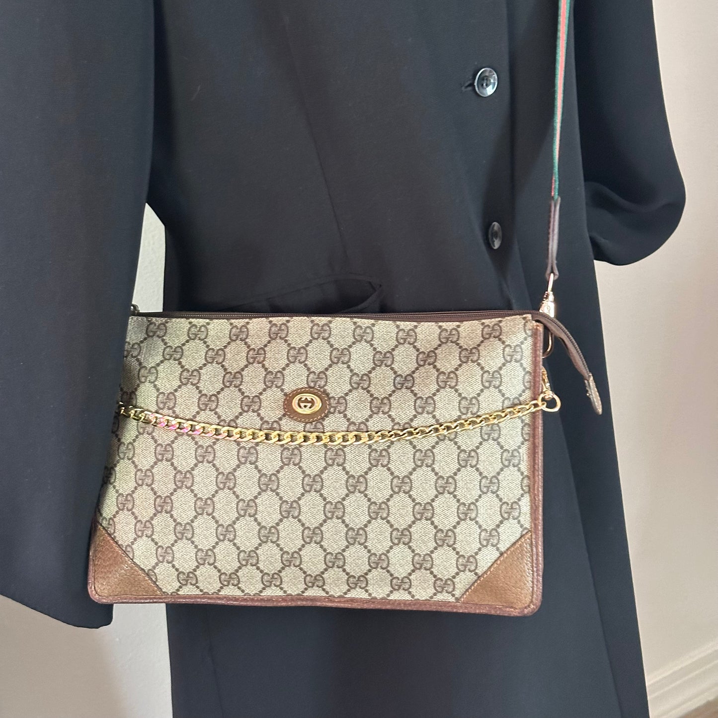 Authentic GUCCI GG Canvas Zipper Pouch Crossbody