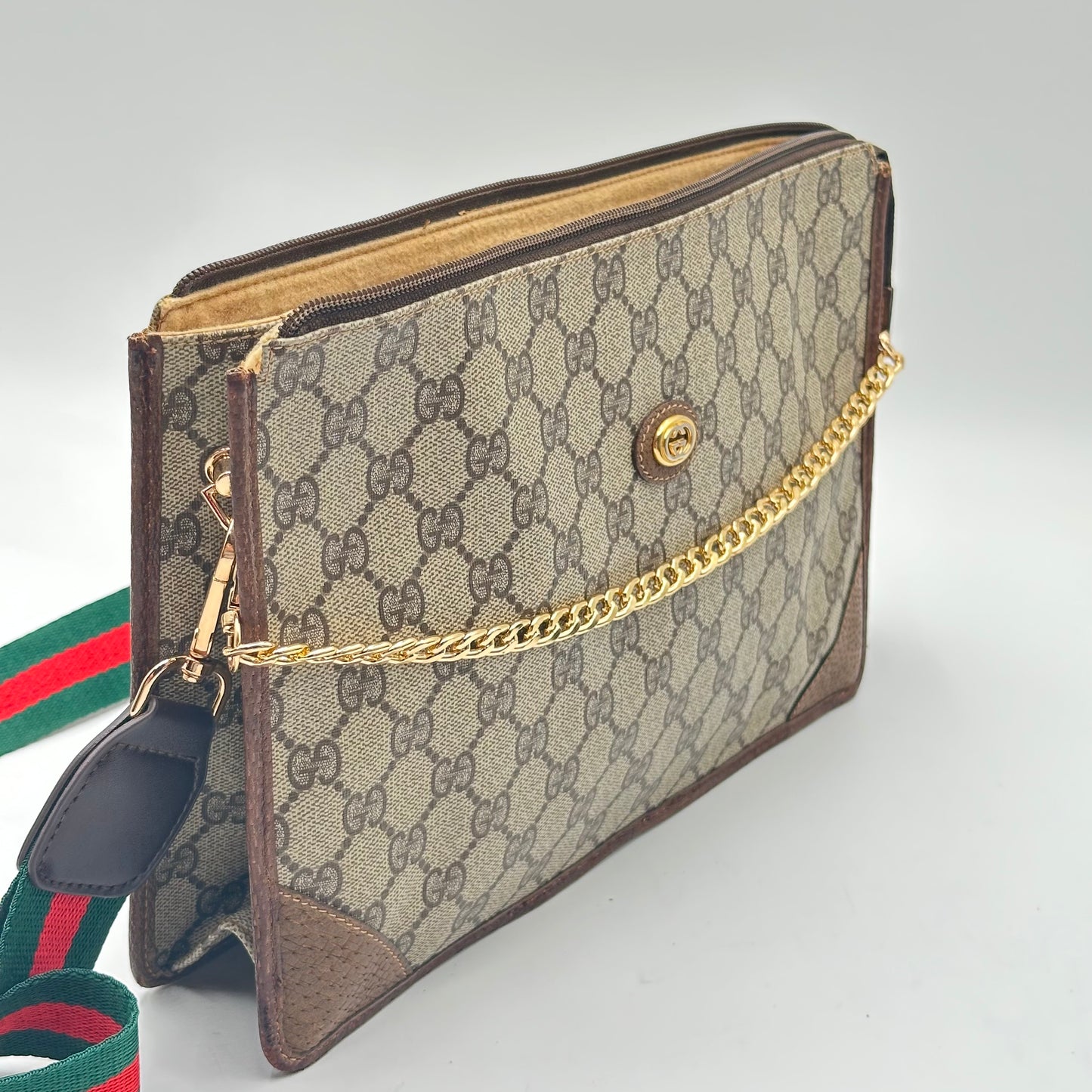 Authentic GUCCI GG Canvas Zipper Pouch Crossbody