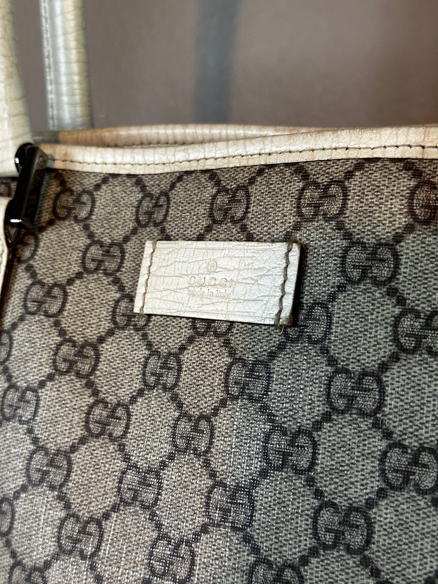 Authentic Gucci GG PVC White & Beige Large Tote