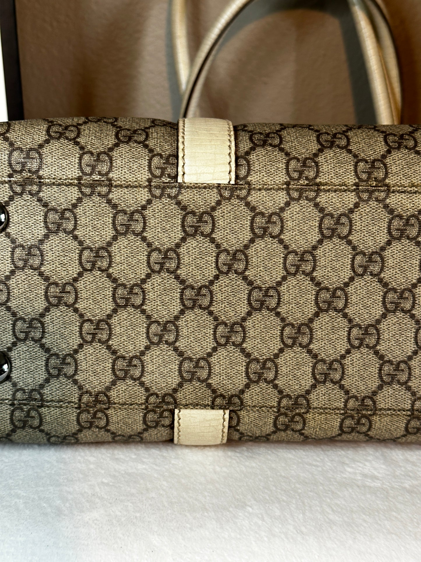Authentic Gucci GG PVC White & Beige Large Tote