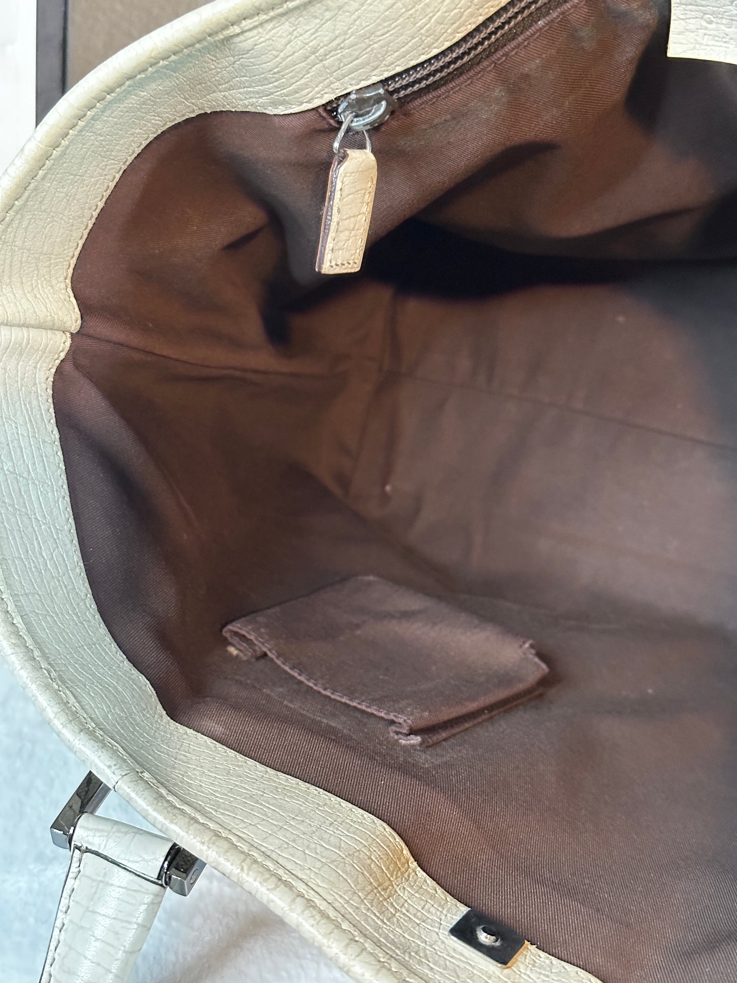 Authentic Gucci GG PVC White & Beige Large Tote