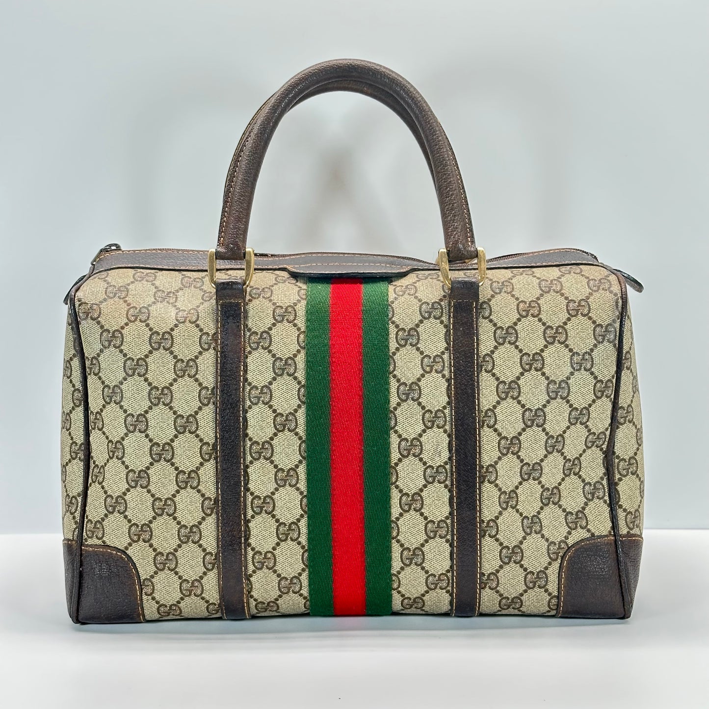 Authentic GUCCI GG Canvas Supreme Boston Handbag