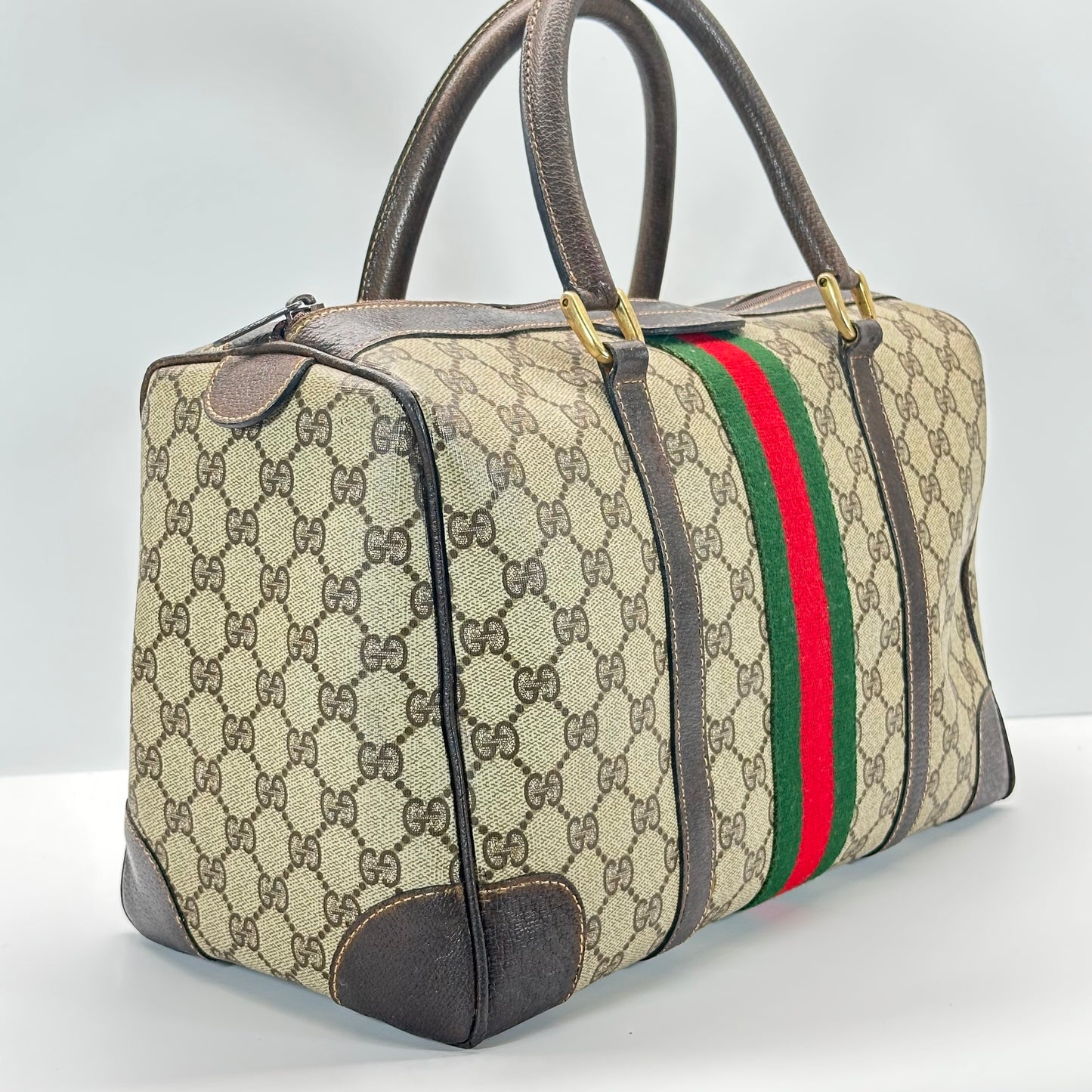 Authentic GUCCI GG Canvas Supreme Boston Handbag