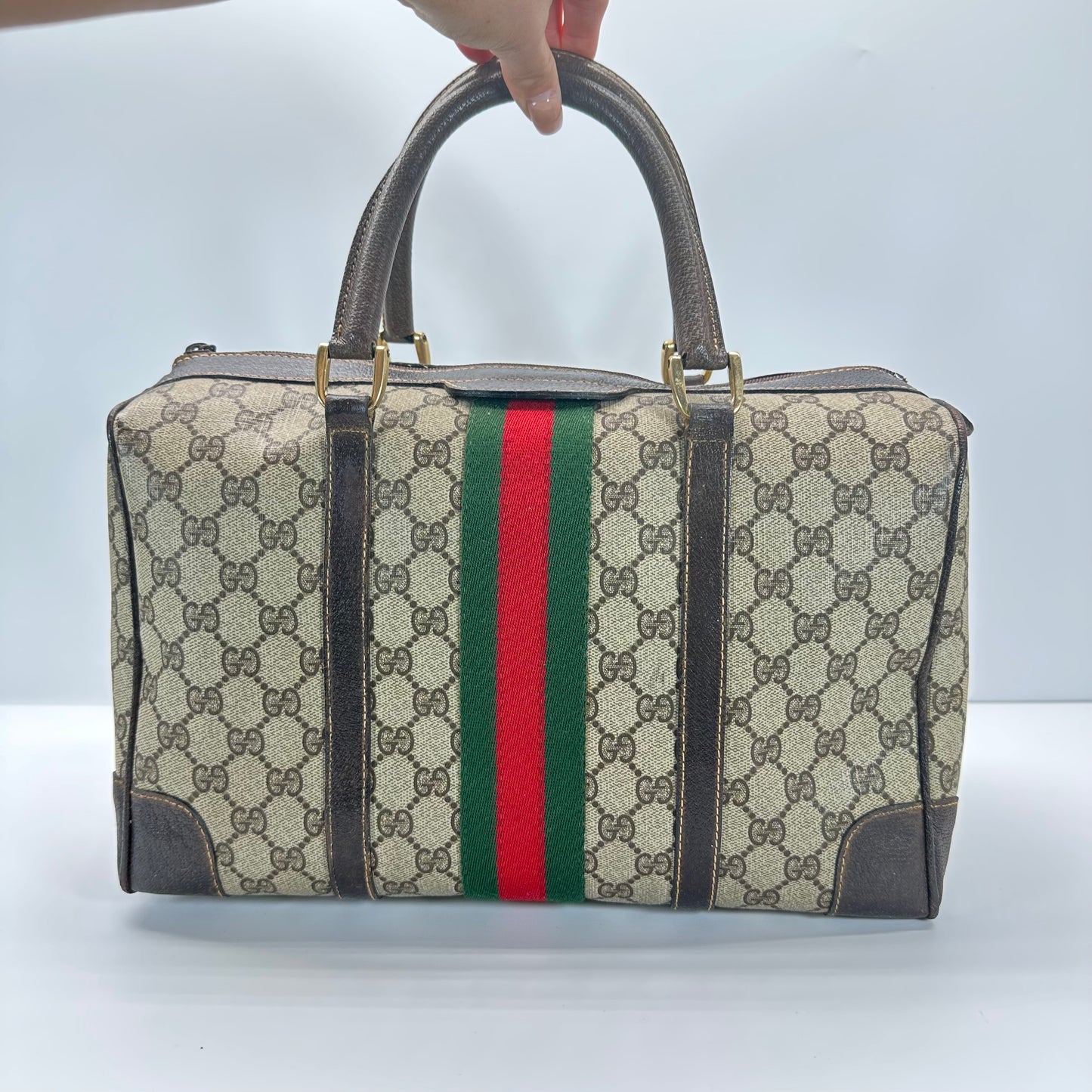 Authentic GUCCI GG Canvas Supreme Boston Handbag