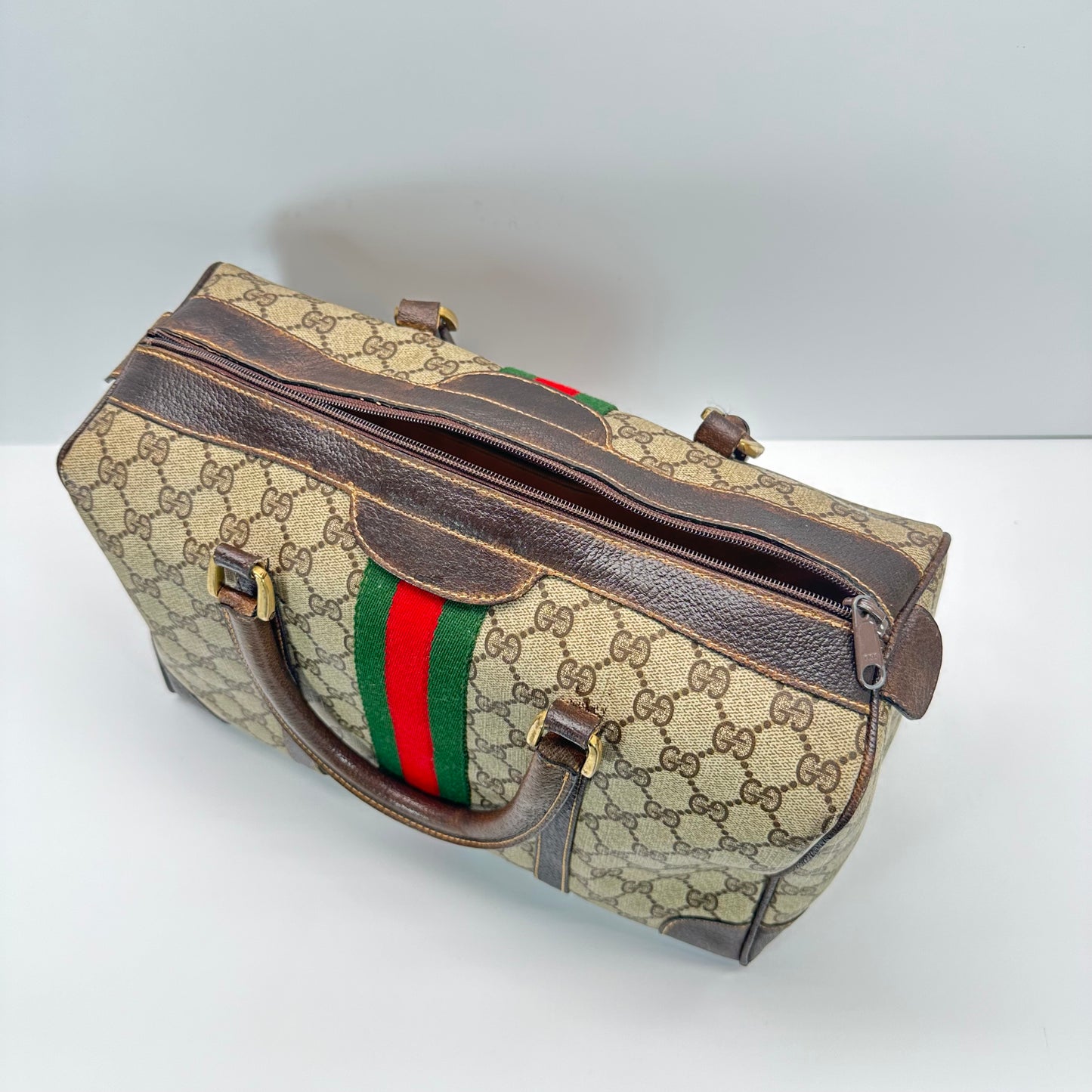 Authentic GUCCI GG Canvas Supreme Boston Handbag