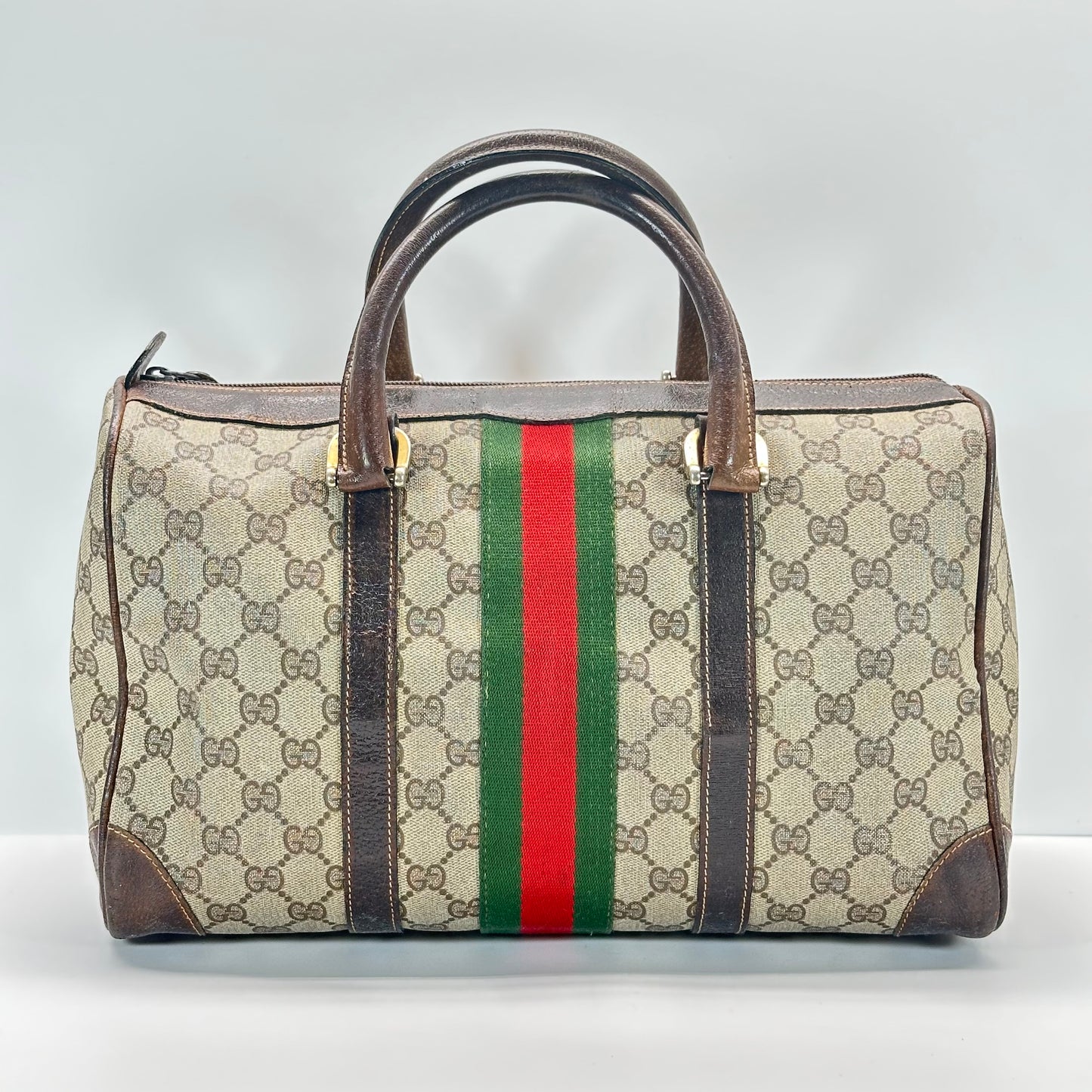 Authentic GUCCI GG Canvas Supreme Boston Handbag