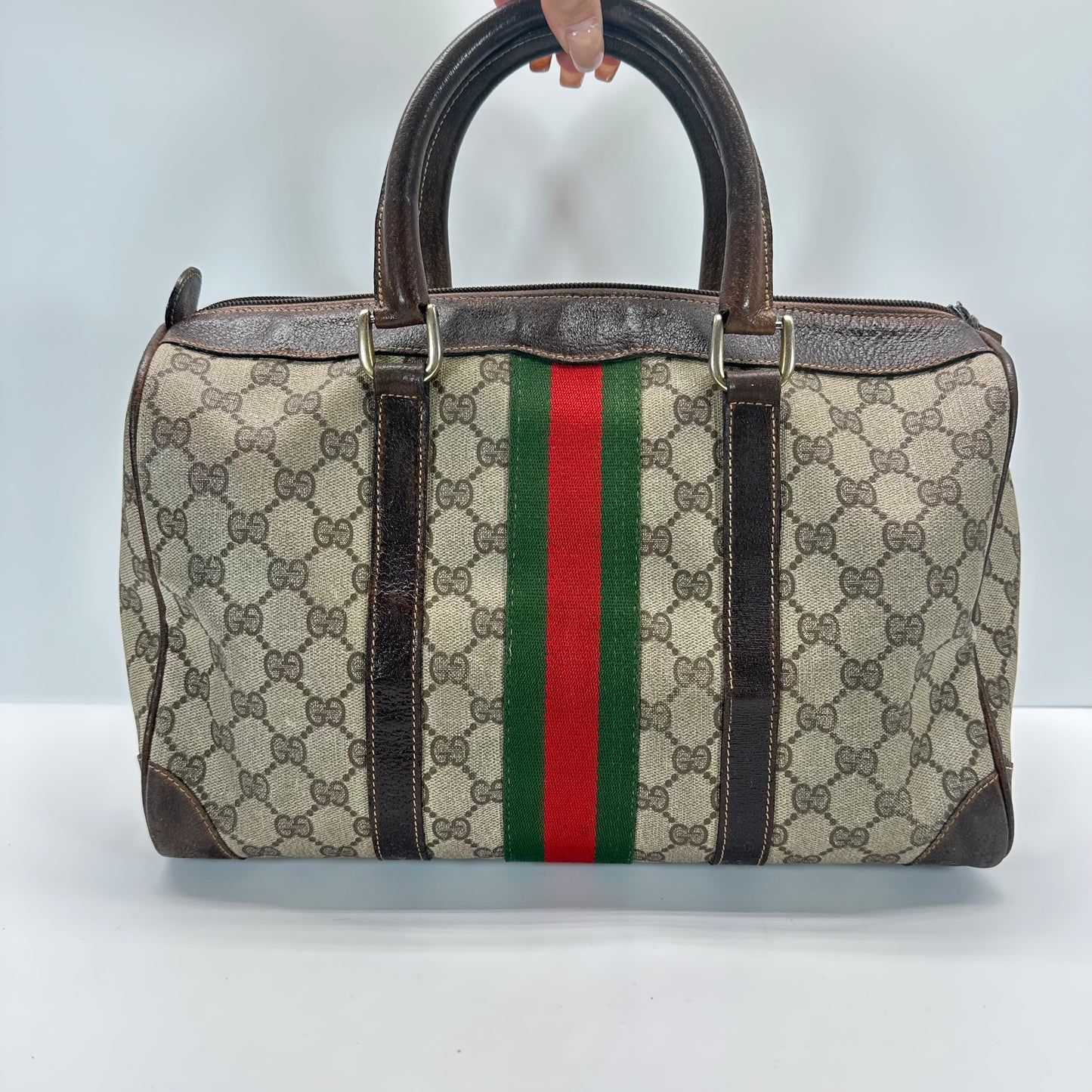 Authentic GUCCI GG Canvas Supreme Boston Handbag