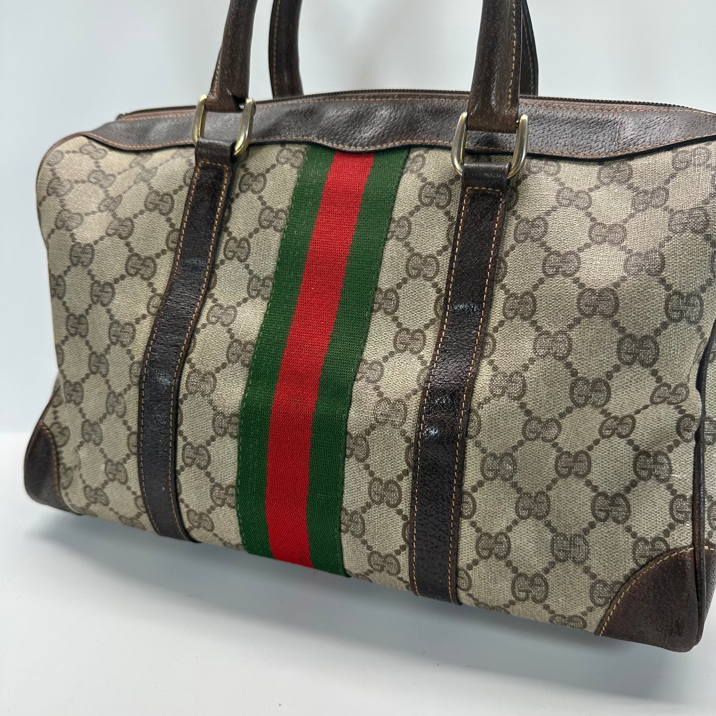 Authentic GUCCI GG Canvas Supreme Boston Handbag