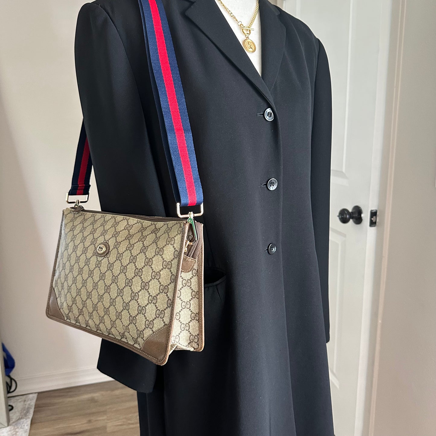 Authentic GUCCI GG Canvas Zipper Pouch Crossbody