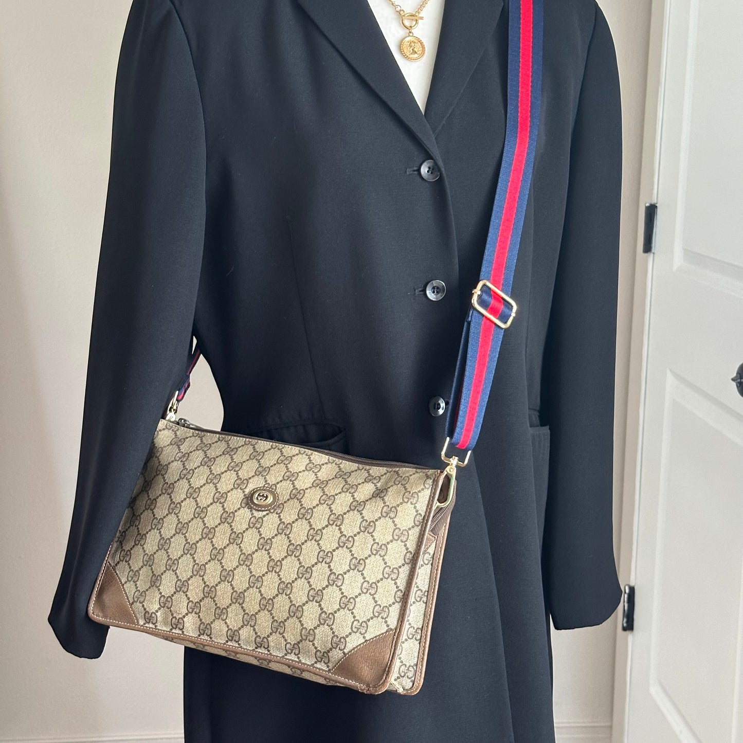 Authentic GUCCI GG Canvas Zipper Pouch Crossbody