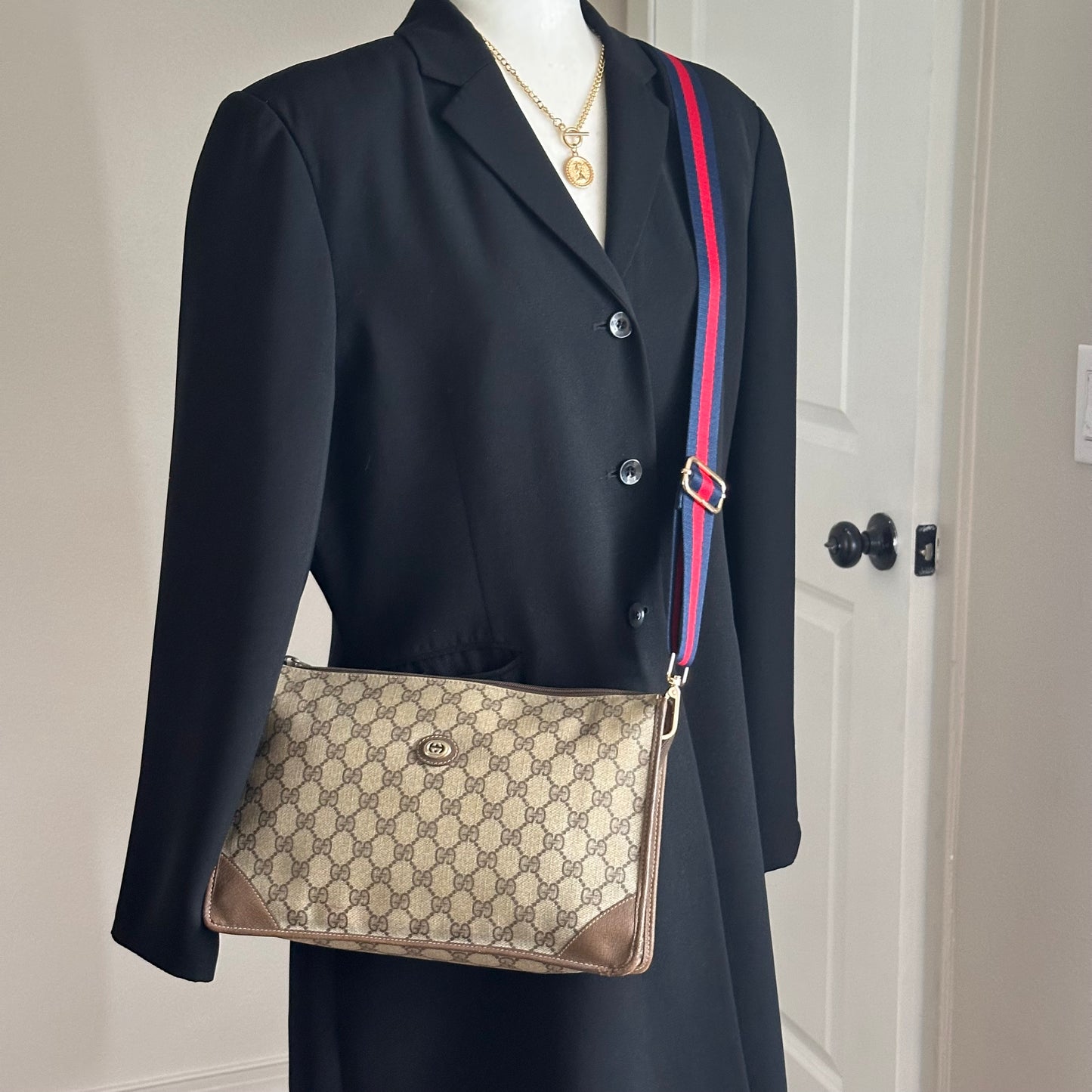 Authentic GUCCI GG Canvas Zipper Pouch Crossbody