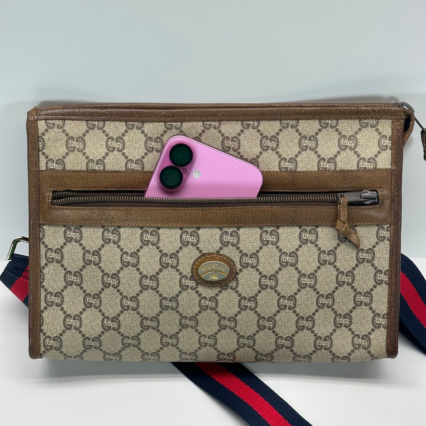 Authentic GUCCI GG Canvas Zipper Pouch Crossbody