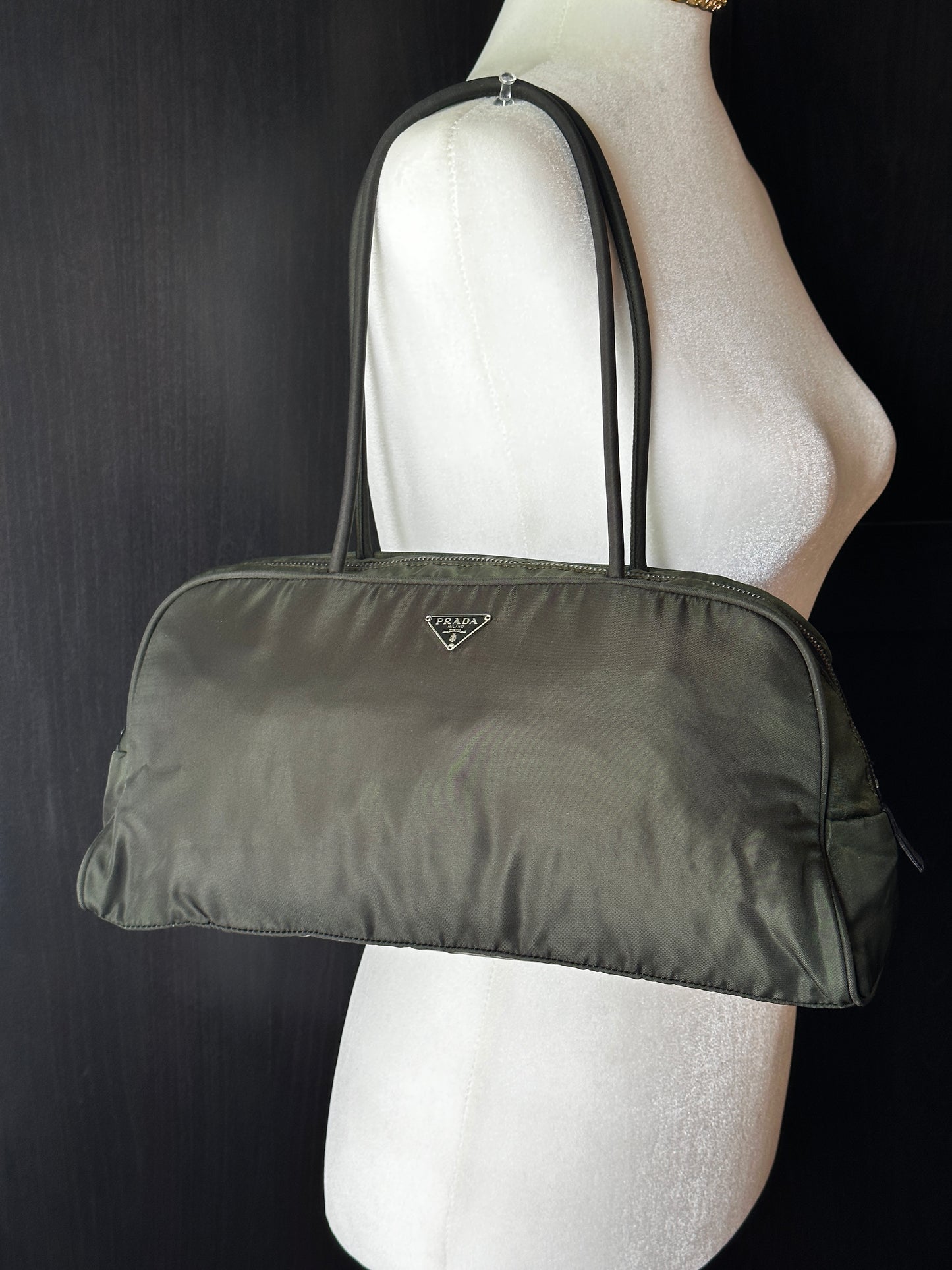 Authentic PRADA Dark Green Nylon Handbag