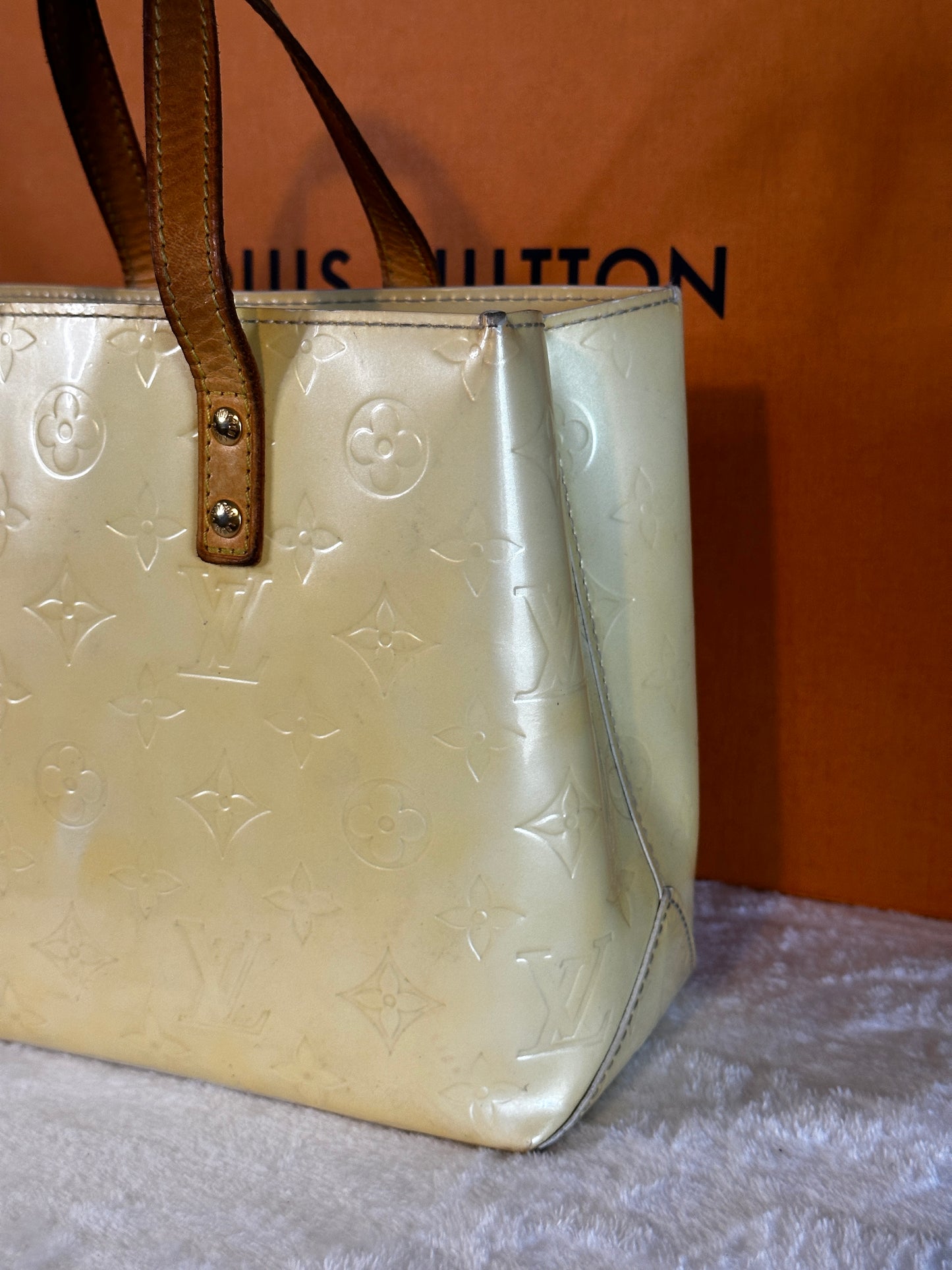 Authentic Louis Vuitton Pearl Vernis Reade PM Handbag & Compact Wallet Bundle Set