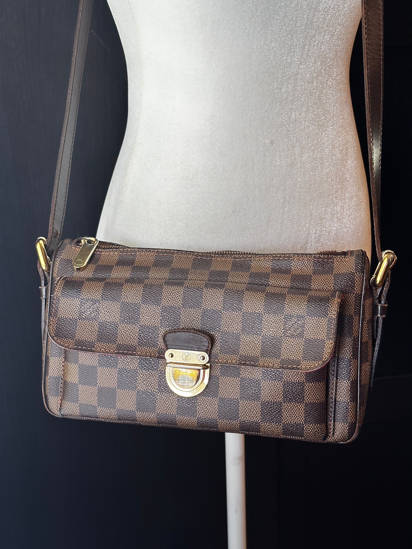 Authentic Louis Vuitton Damier Ebene Ravello GM Crossbody